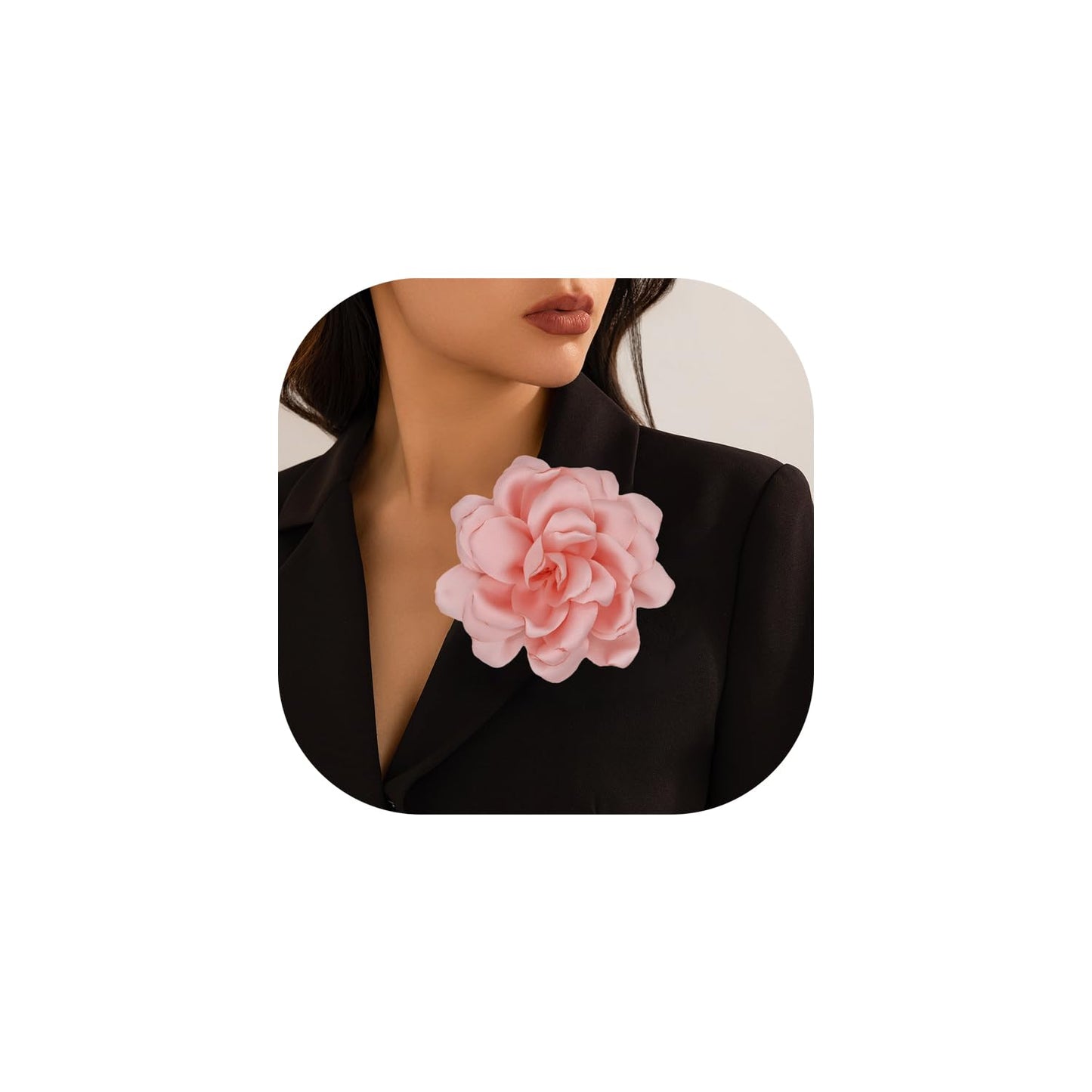LiaLush Handmade Satin Rose Flower Brooch – Large Floral Pin for Wedding, Party & Everyday Style | 4.72in