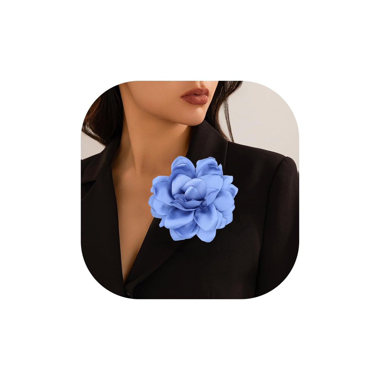 LiaLush Handmade Satin Rose Flower Brooch – Large Floral Pin for Wedding, Party & Everyday Style | 4.72in