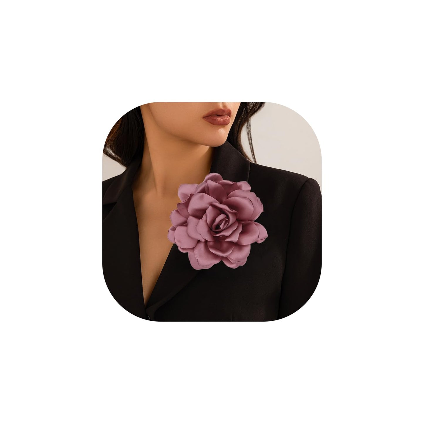 LiaLush Handmade Satin Rose Flower Brooch – Large Floral Pin for Wedding, Party & Everyday Style | 4.72in