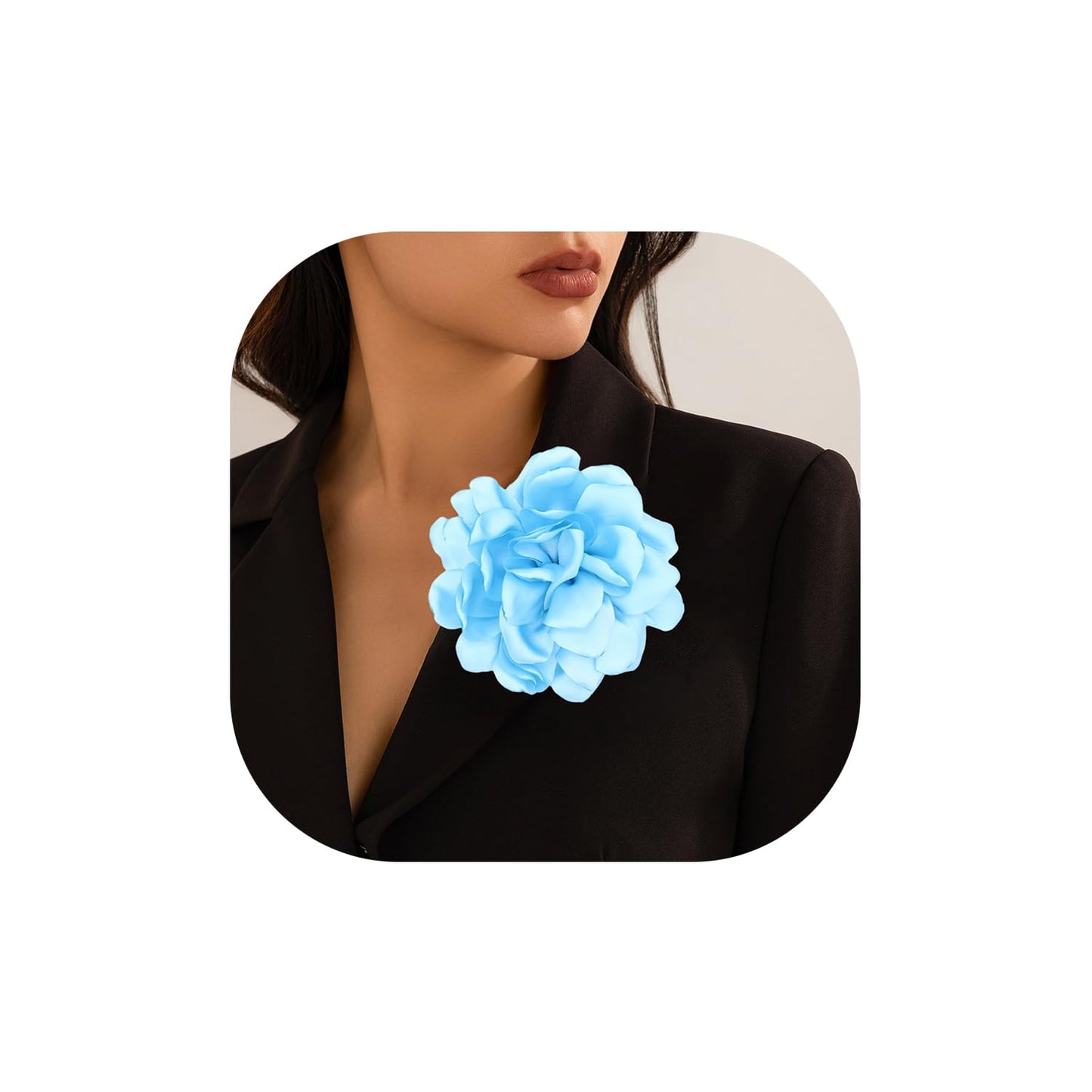 LiaLush Handmade Satin Rose Flower Brooch – Large Floral Pin for Wedding, Party & Everyday Style | 4.72in