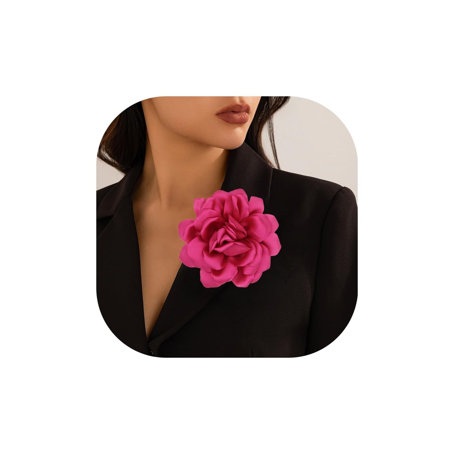 LiaLush Handmade Satin Rose Flower Brooch – Large Floral Pin for Wedding, Party & Everyday Style | 4.72in