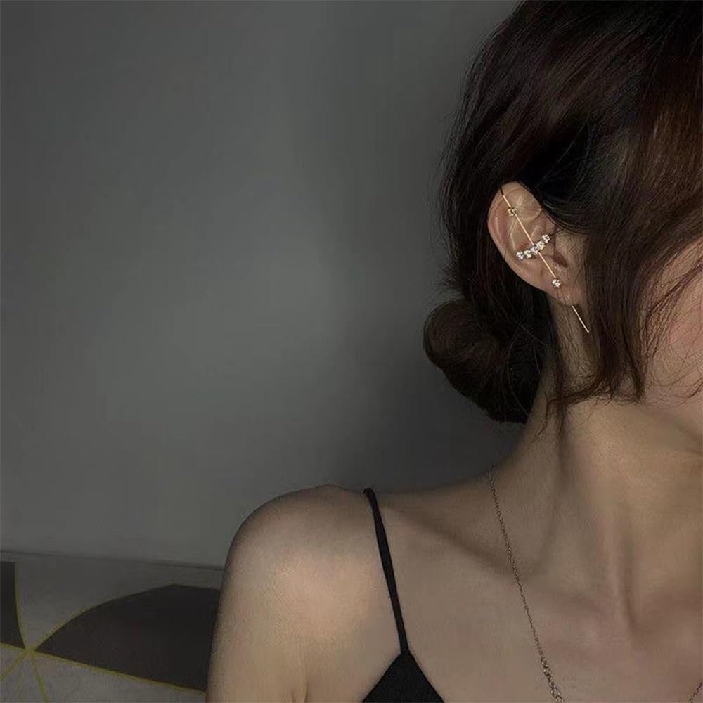 Vintage Ear Wrap Crawler Hook Earrings – Crystal CZ Ear Cuff Climbers | LiaLush