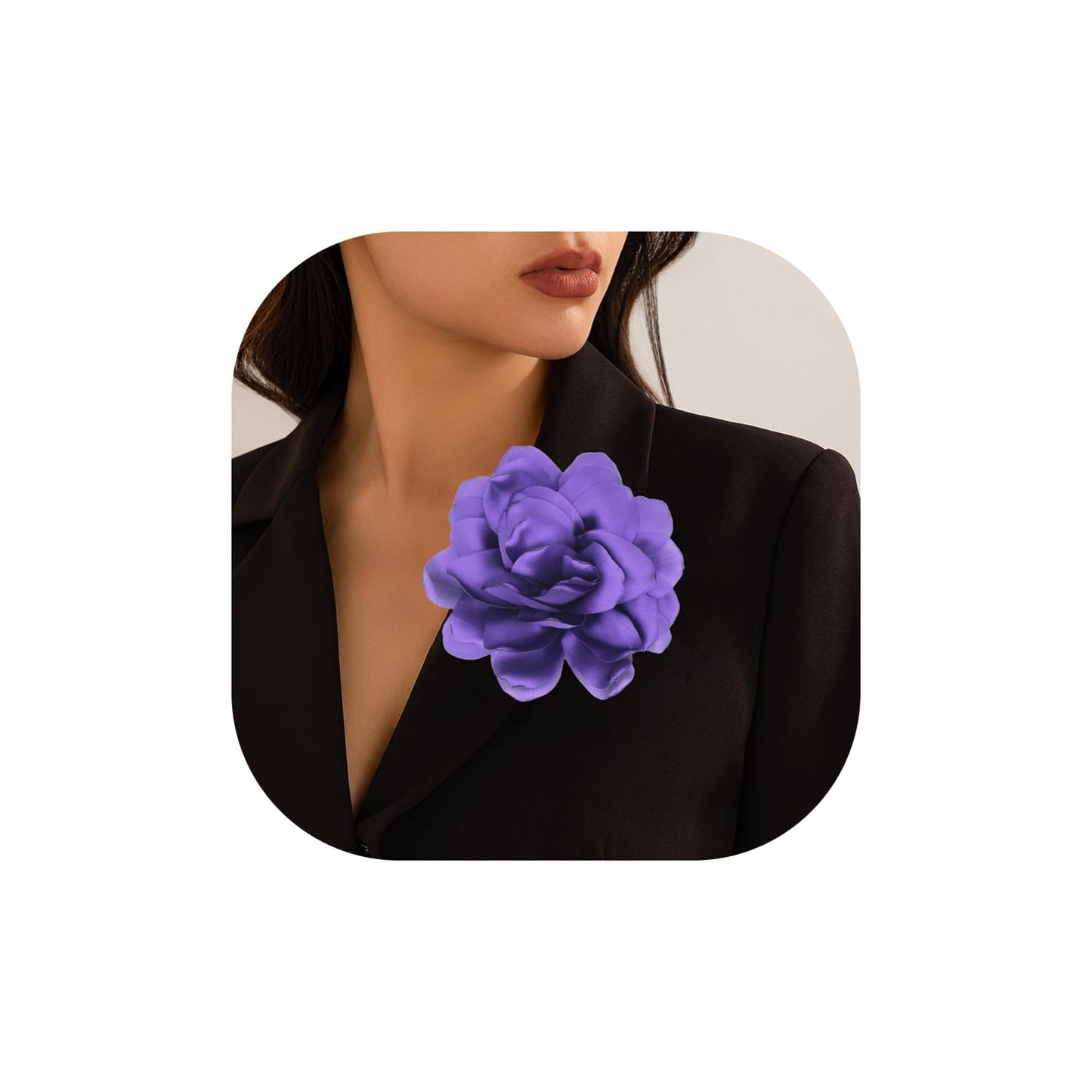 LiaLush Handmade Satin Rose Flower Brooch – Large Floral Pin for Wedding, Party & Everyday Style | 4.72in