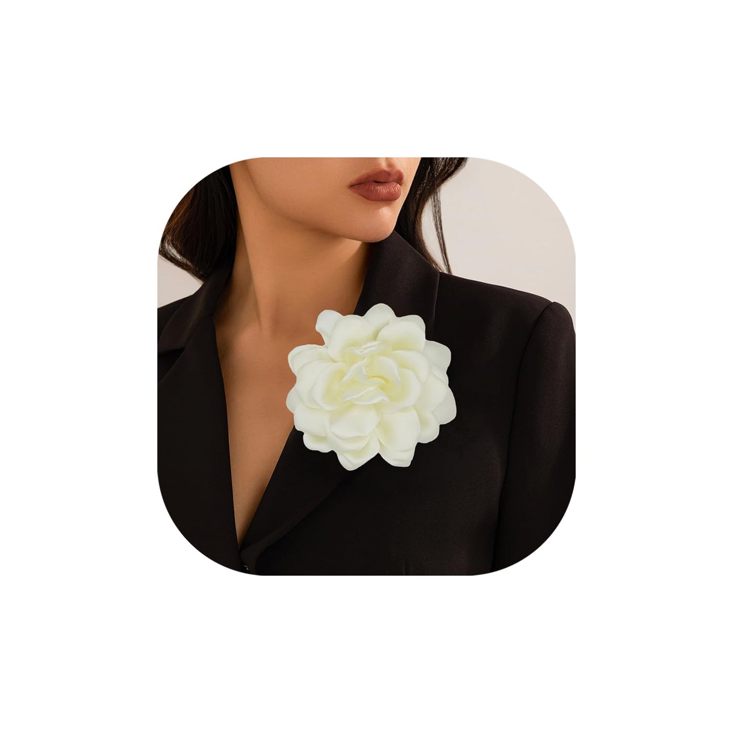 LiaLush Handmade Satin Rose Flower Brooch – Large Floral Pin for Wedding, Party & Everyday Style | 4.72in