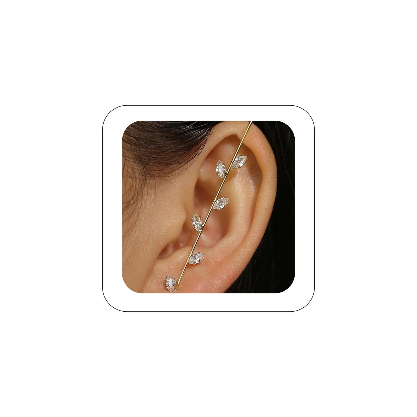 Vintage Ear Wrap Crawler Hook Earrings – Crystal CZ Ear Cuff Climbers | LiaLush