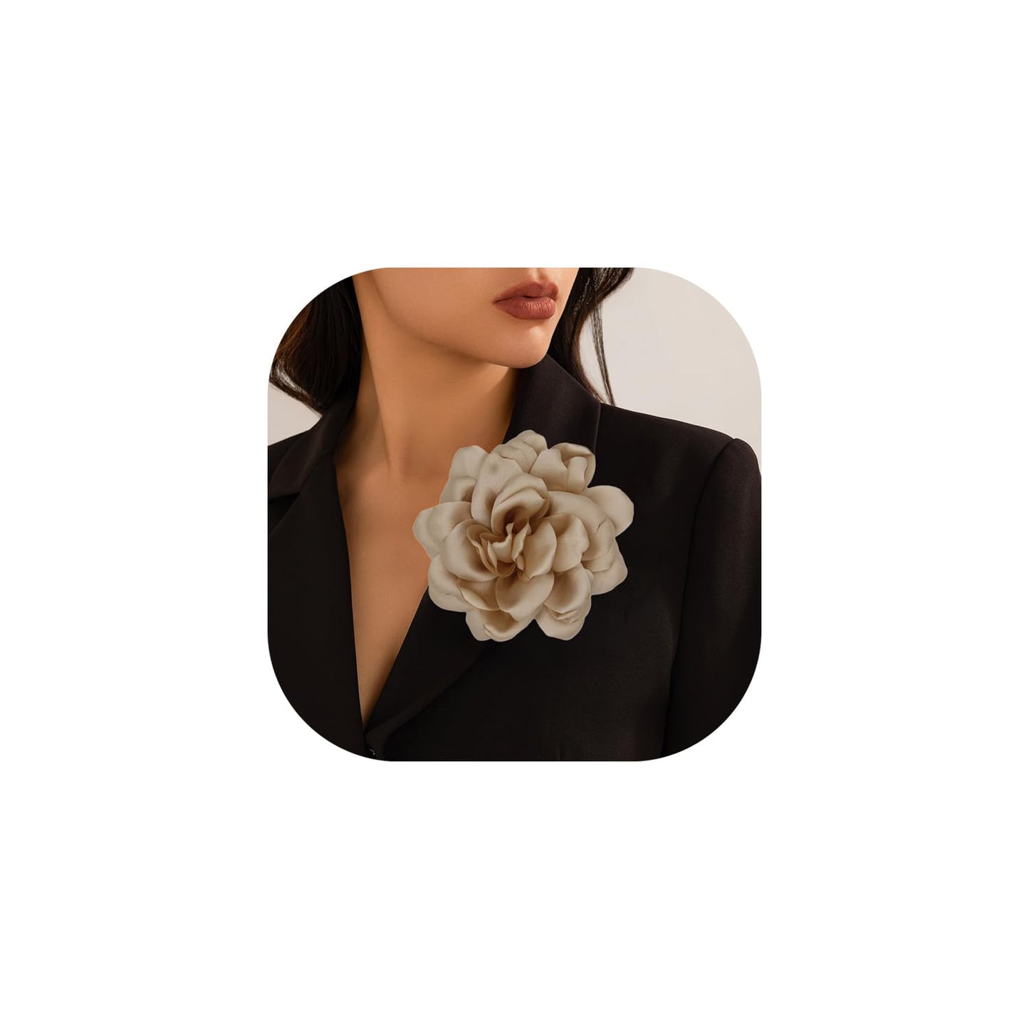 LiaLush Handmade Satin Rose Flower Brooch – Large Floral Pin for Wedding, Party & Everyday Style | 4.72in