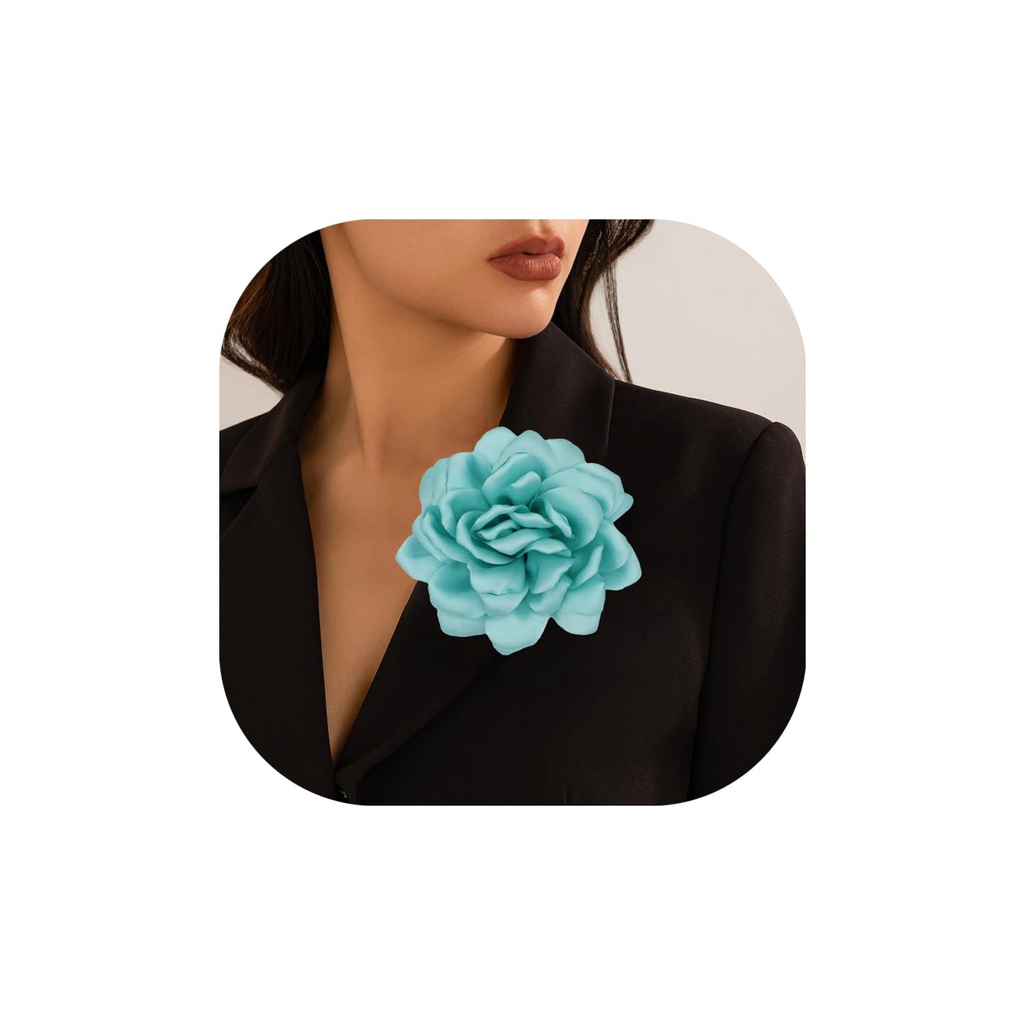 LiaLush Handmade Satin Rose Flower Brooch – Large Floral Pin for Wedding, Party & Everyday Style | 4.72in