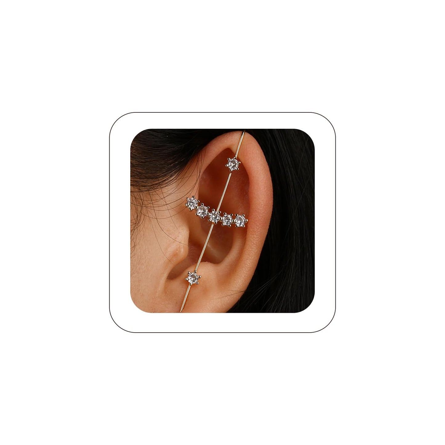 Vintage Ear Wrap Crawler Hook Earrings – Crystal CZ Ear Cuff Climbers | LiaLush