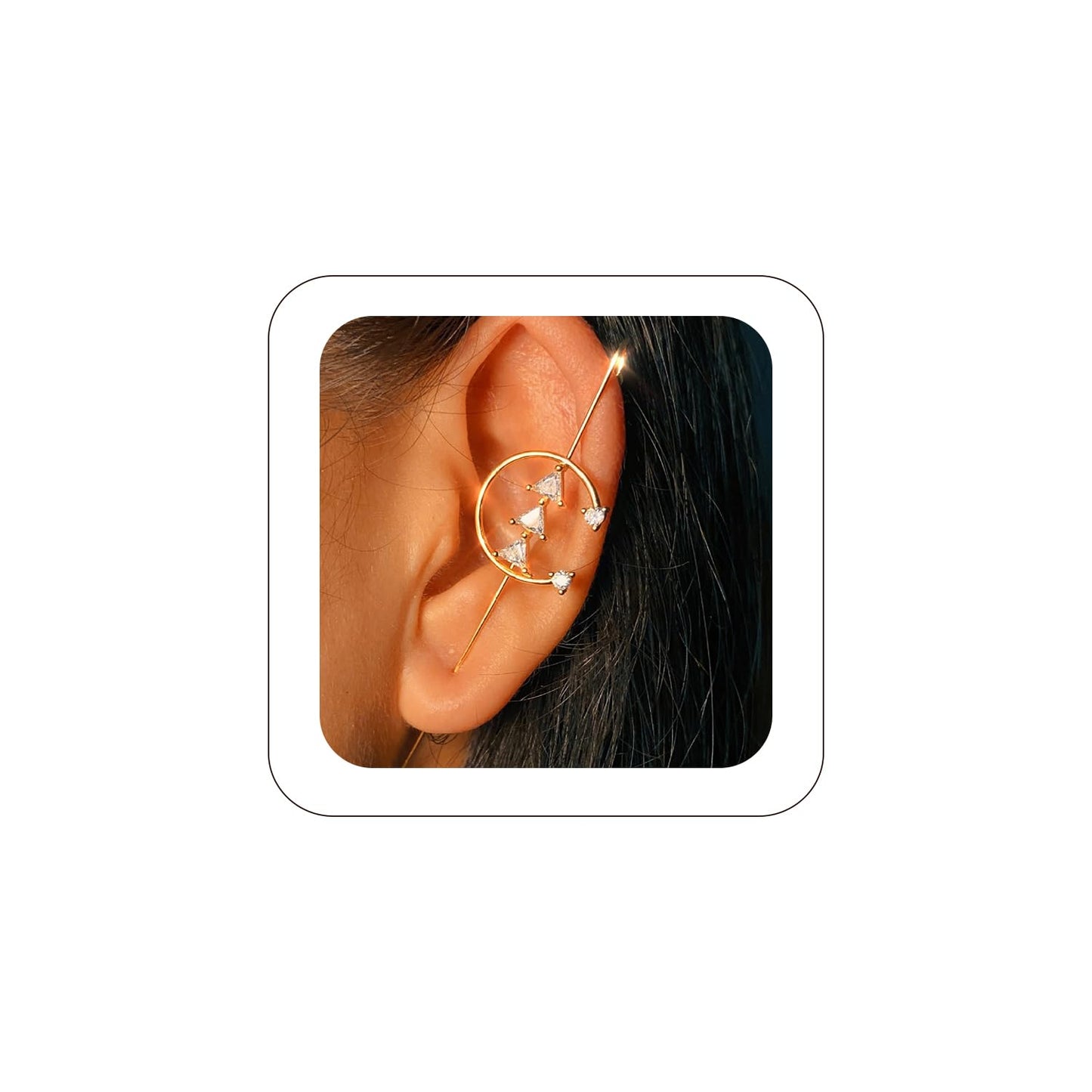 Vintage Ear Wrap Crawler Hook Earrings – Crystal CZ Ear Cuff Climbers | LiaLush