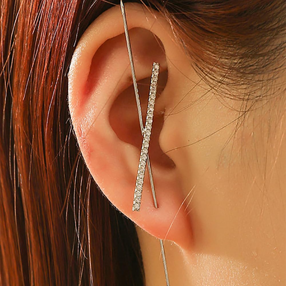 Vintage Ear Wrap Crawler Hook Earrings – Crystal CZ Ear Cuff Climbers | LiaLush