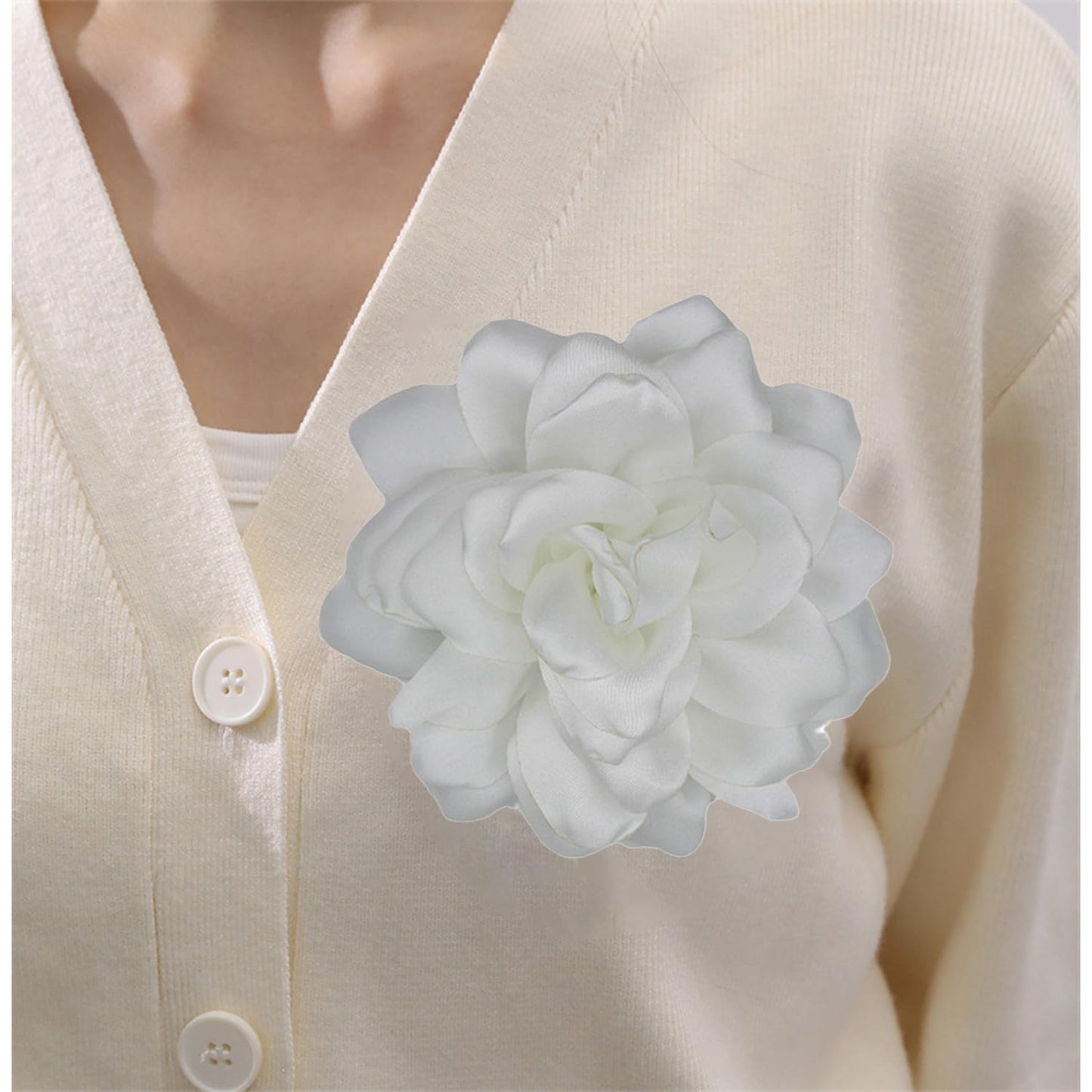 LiaLush Handmade Satin Rose Flower Brooch – Large Floral Pin for Wedding, Party & Everyday Style | 4.72in