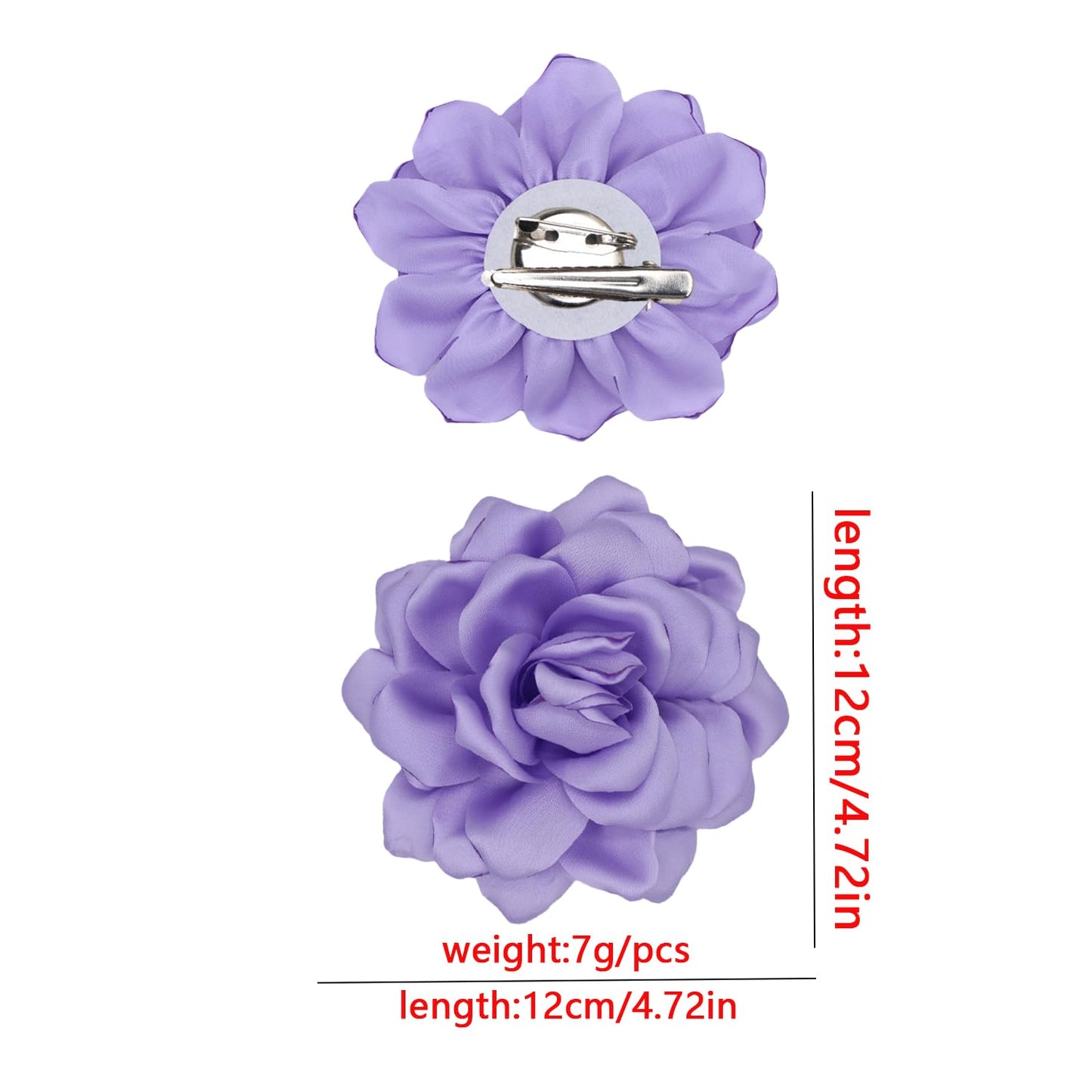 LiaLush Handmade Satin Rose Flower Brooch – Large Floral Pin for Wedding, Party & Everyday Style | 4.72in
