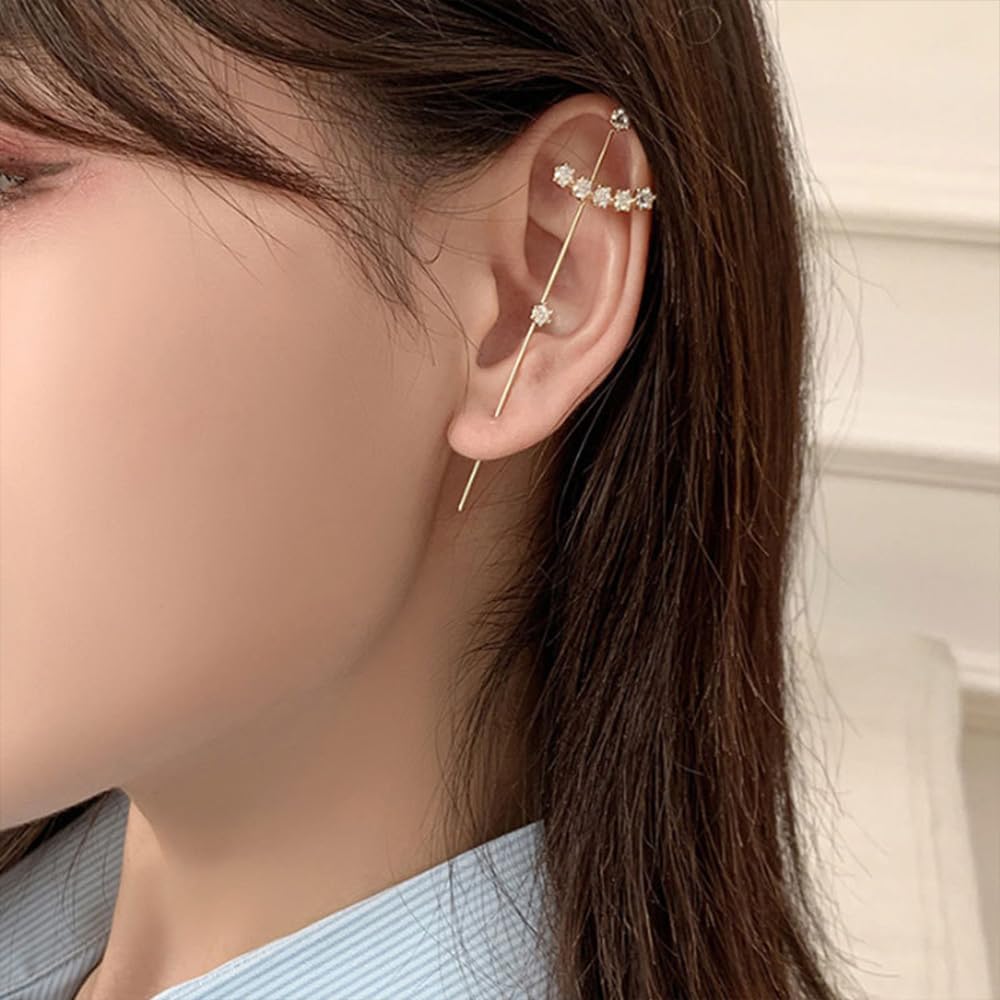Vintage Ear Wrap Crawler Hook Earrings – Crystal CZ Ear Cuff Climbers | LiaLush