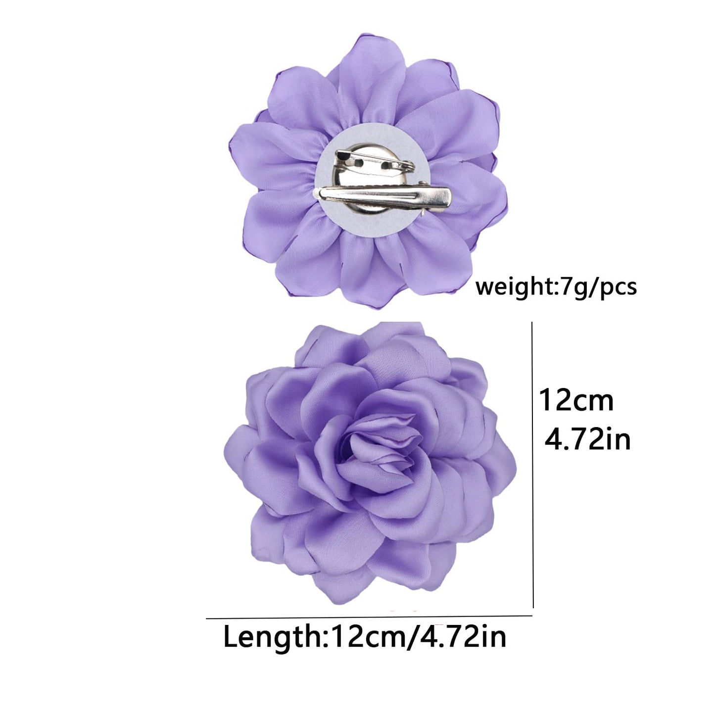 LiaLush Handmade Satin Rose Flower Brooch – Large Floral Pin for Wedding, Party & Everyday Style | 4.72in