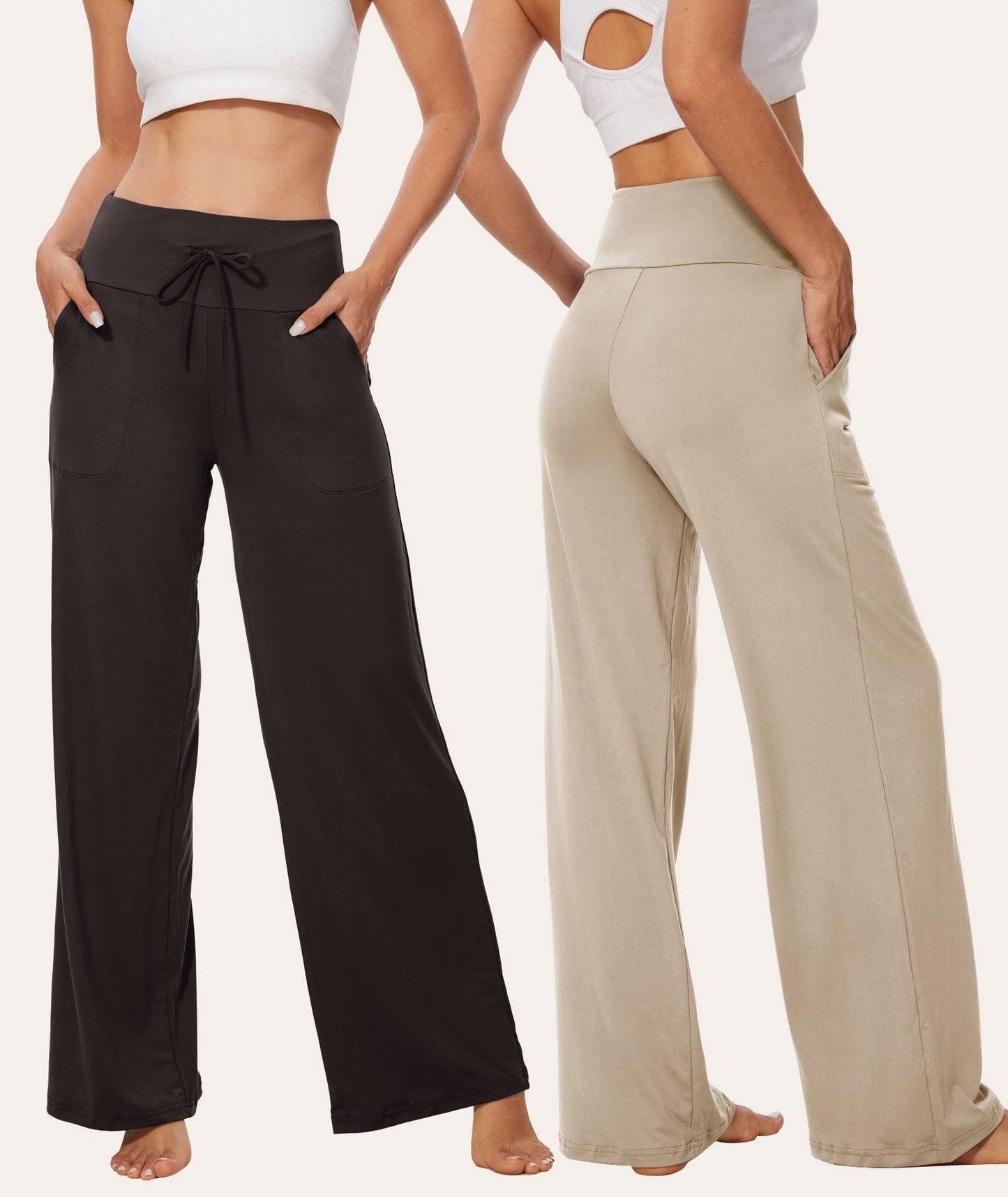 LiaLush 3-Pack Women's Wide Leg Pants with Pockets – Casual Loose Yoga Trouser Sweatpants, Palazzo Lounge & Pajama Pants