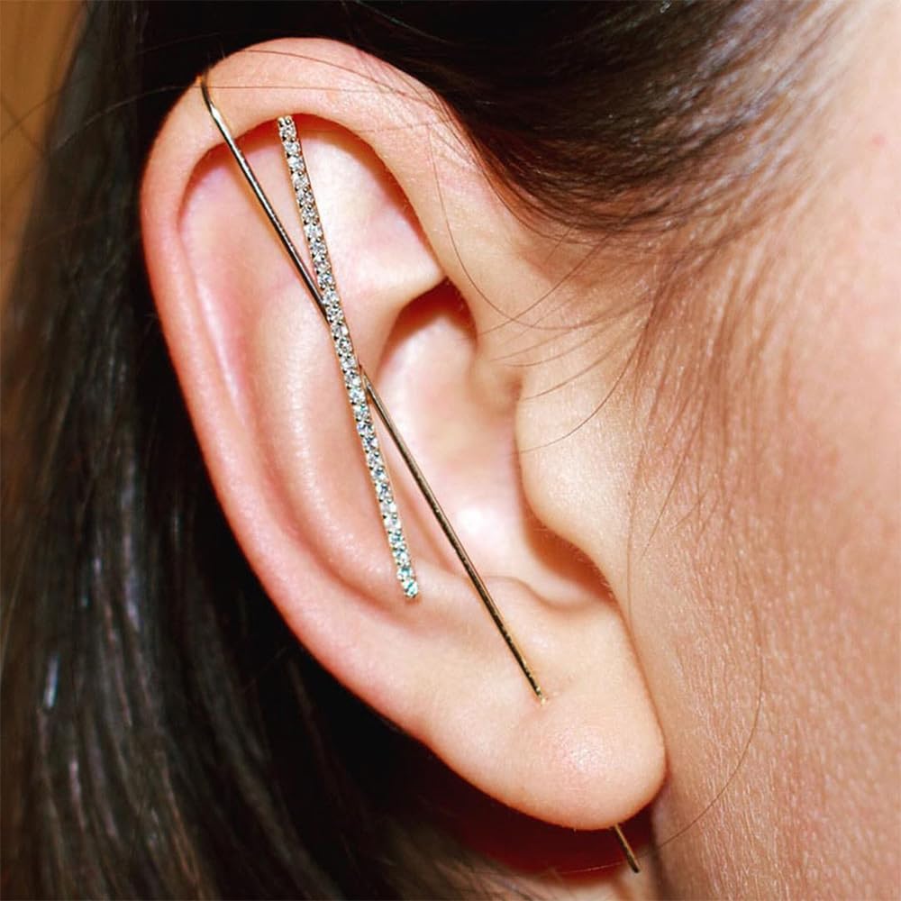 Vintage Ear Wrap Crawler Hook Earrings – Crystal CZ Ear Cuff Climbers | LiaLush