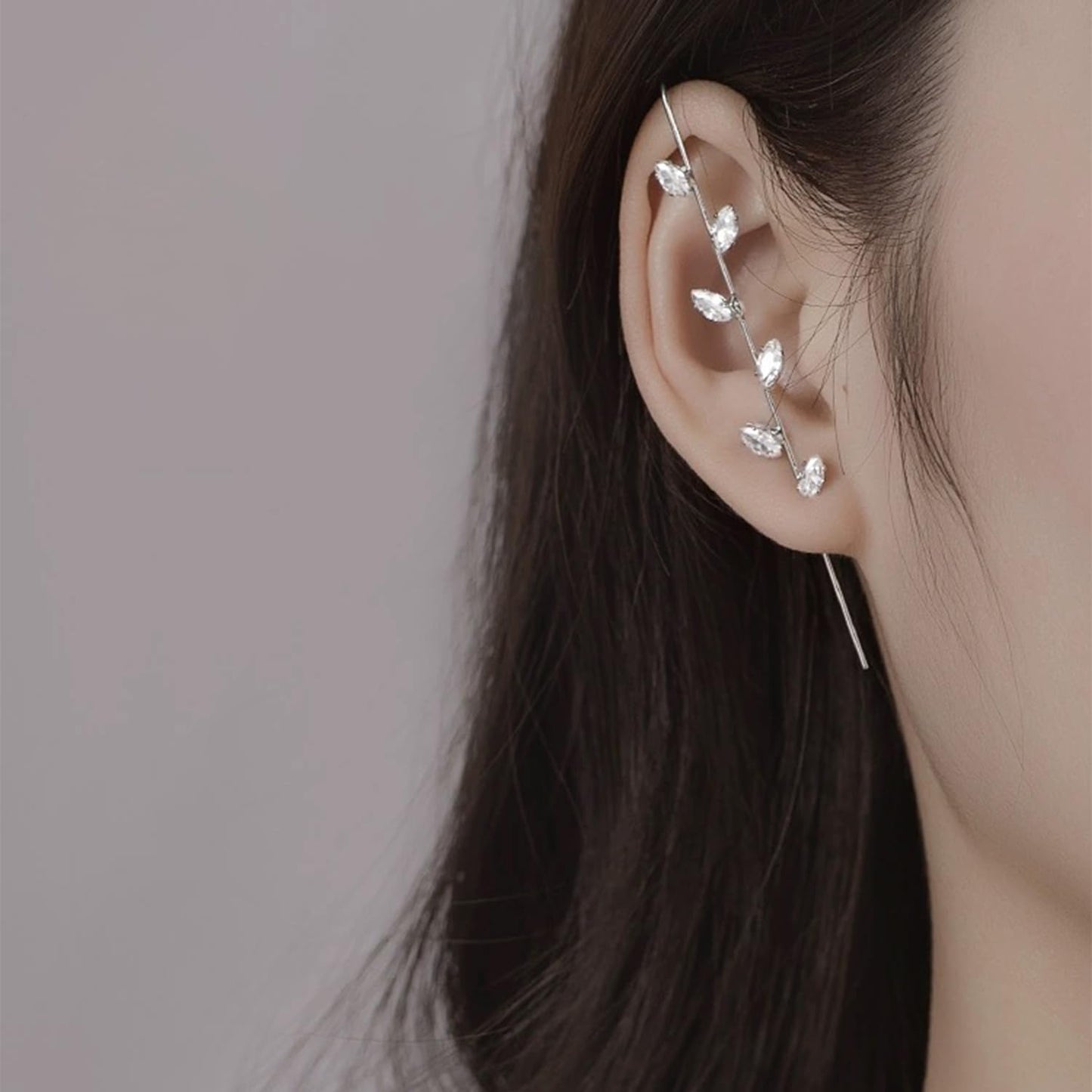 Vintage Ear Wrap Crawler Hook Earrings – Crystal CZ Ear Cuff Climbers | LiaLush