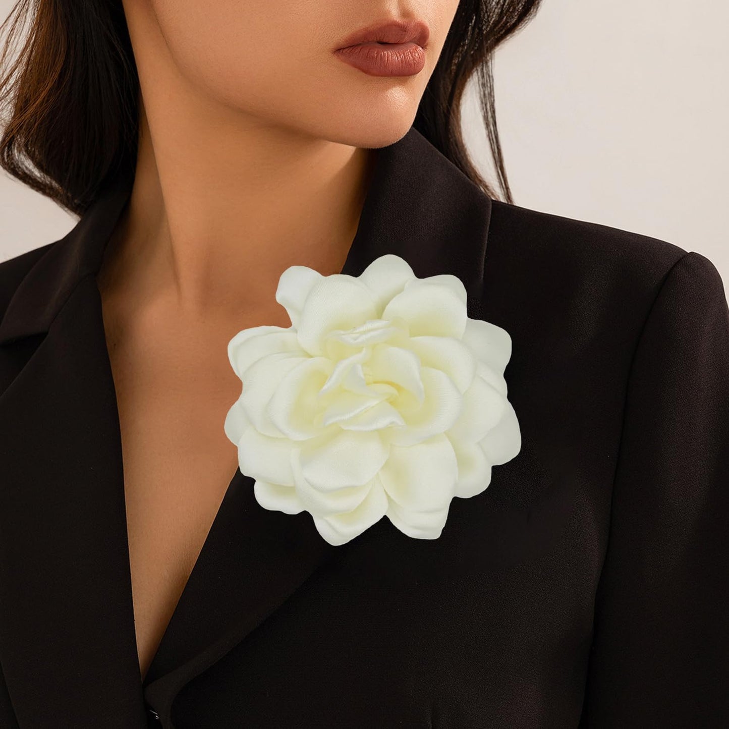 LiaLush Handmade Satin Rose Flower Brooch – Large Floral Pin for Wedding, Party & Everyday Style | 4.72in