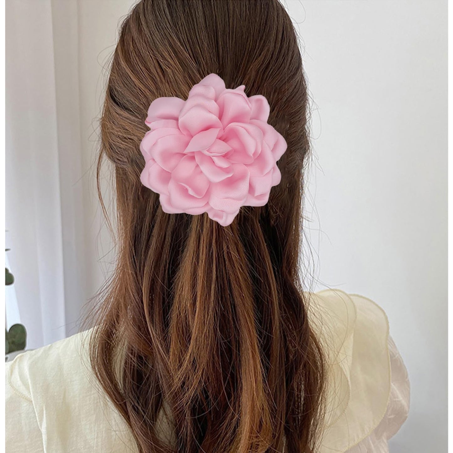 LiaLush Handmade Satin Rose Flower Brooch – Large Floral Pin for Wedding, Party & Everyday Style | 4.72in