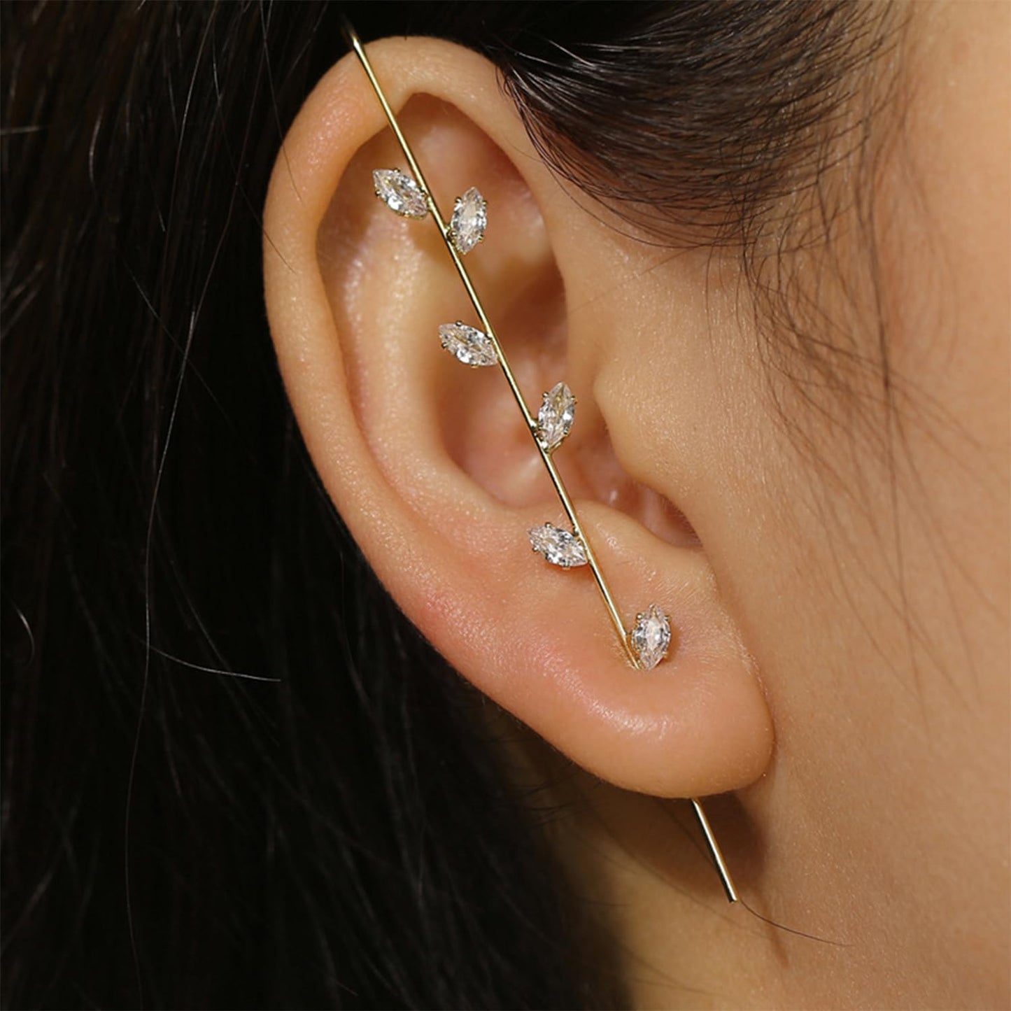 Vintage Ear Wrap Crawler Hook Earrings – Crystal CZ Ear Cuff Climbers | LiaLush