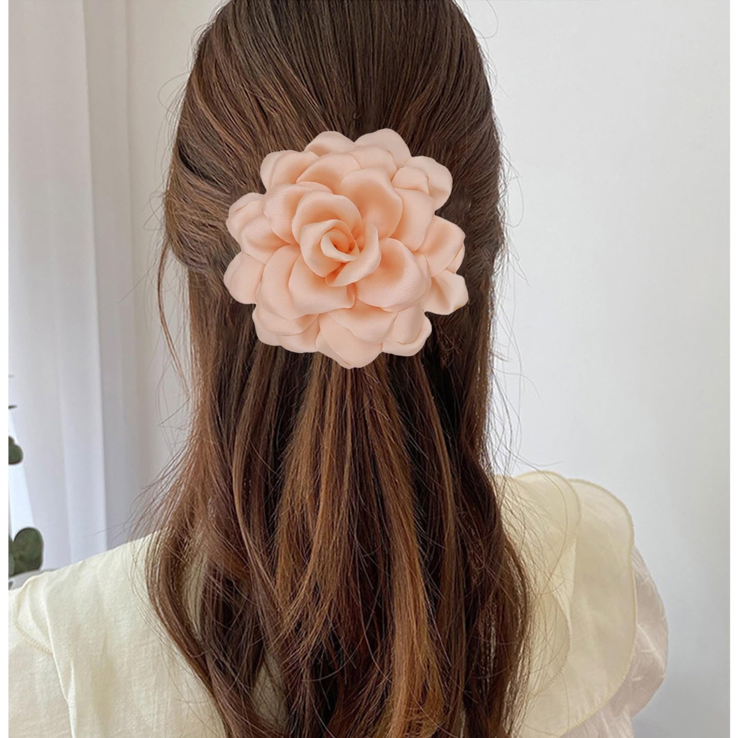 LiaLush Handmade Satin Rose Flower Brooch – Large Floral Pin for Wedding, Party & Everyday Style | 4.72in