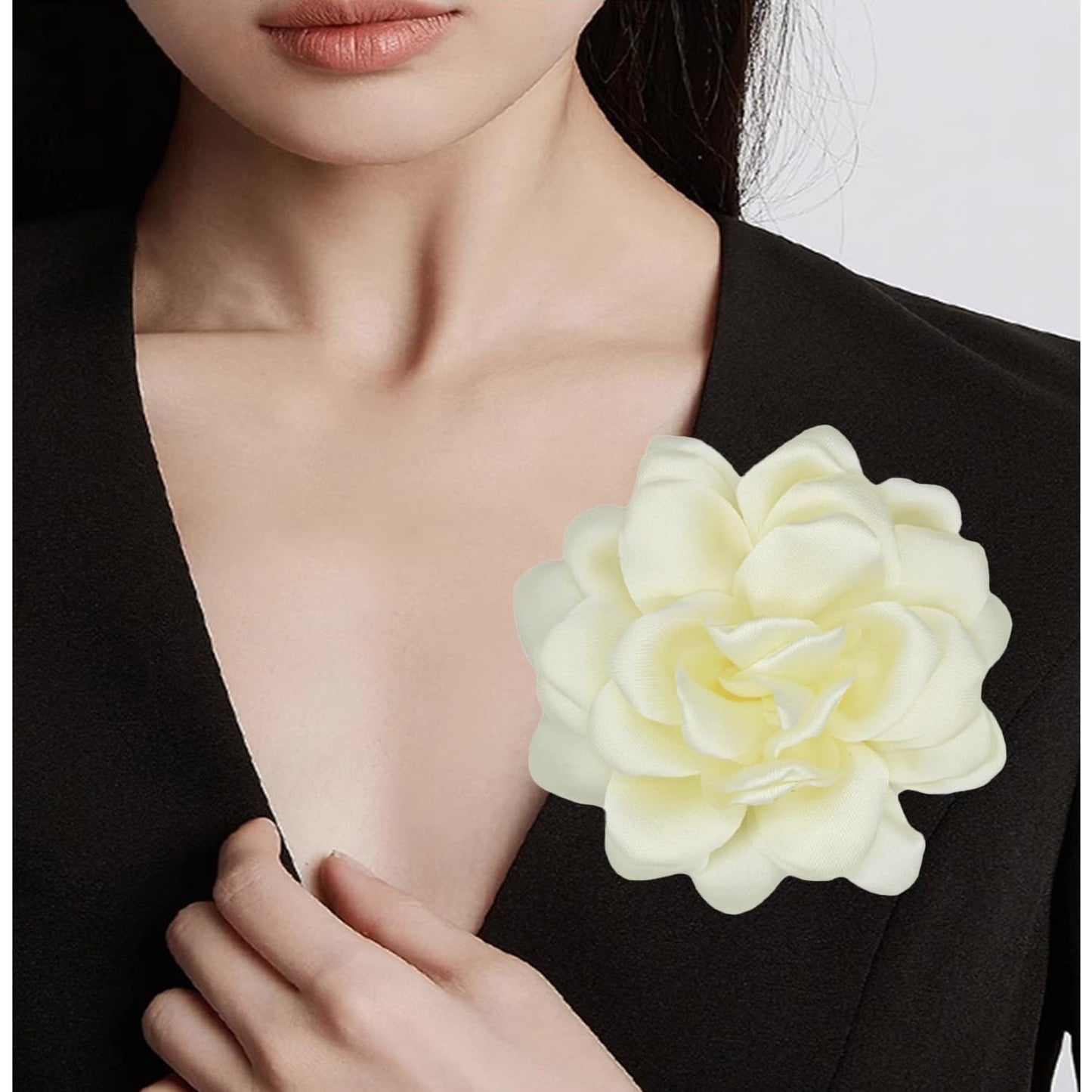 LiaLush Handmade Satin Rose Flower Brooch – Large Floral Pin for Wedding, Party & Everyday Style | 4.72in