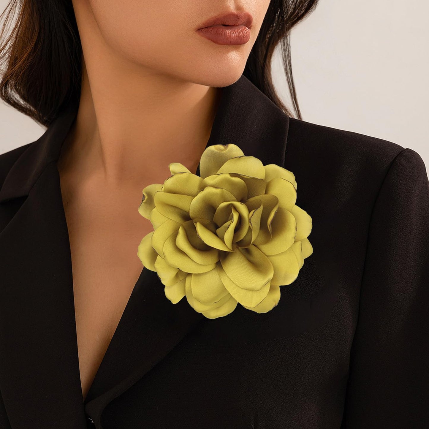 LiaLush Handmade Satin Rose Flower Brooch – Large Floral Pin for Wedding, Party & Everyday Style | 4.72in