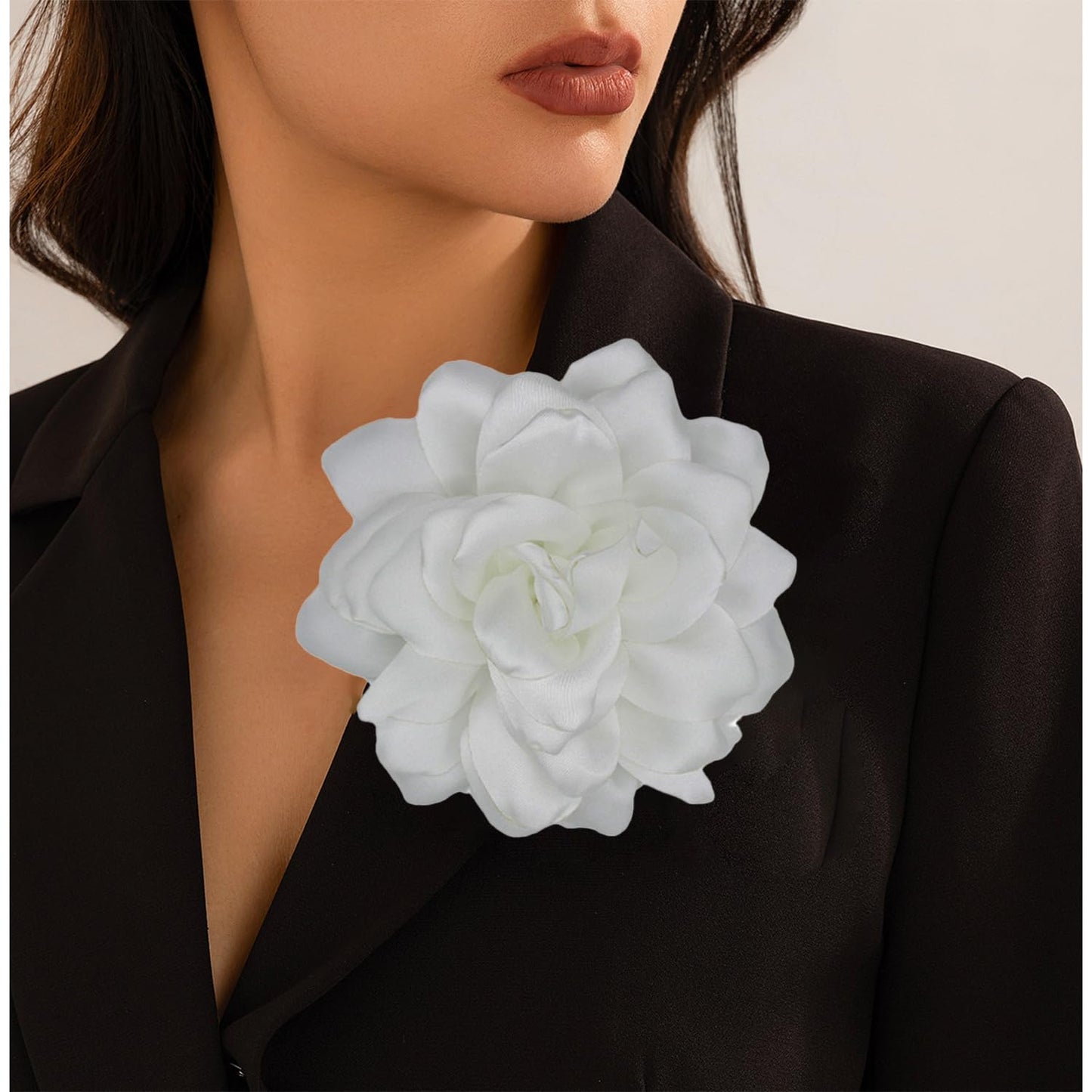 LiaLush Handmade Satin Rose Flower Brooch – Large Floral Pin for Wedding, Party & Everyday Style | 4.72in