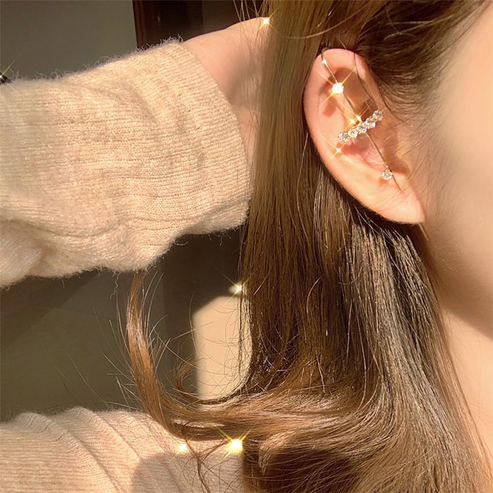 Vintage Ear Wrap Crawler Hook Earrings – Crystal CZ Ear Cuff Climbers | LiaLush