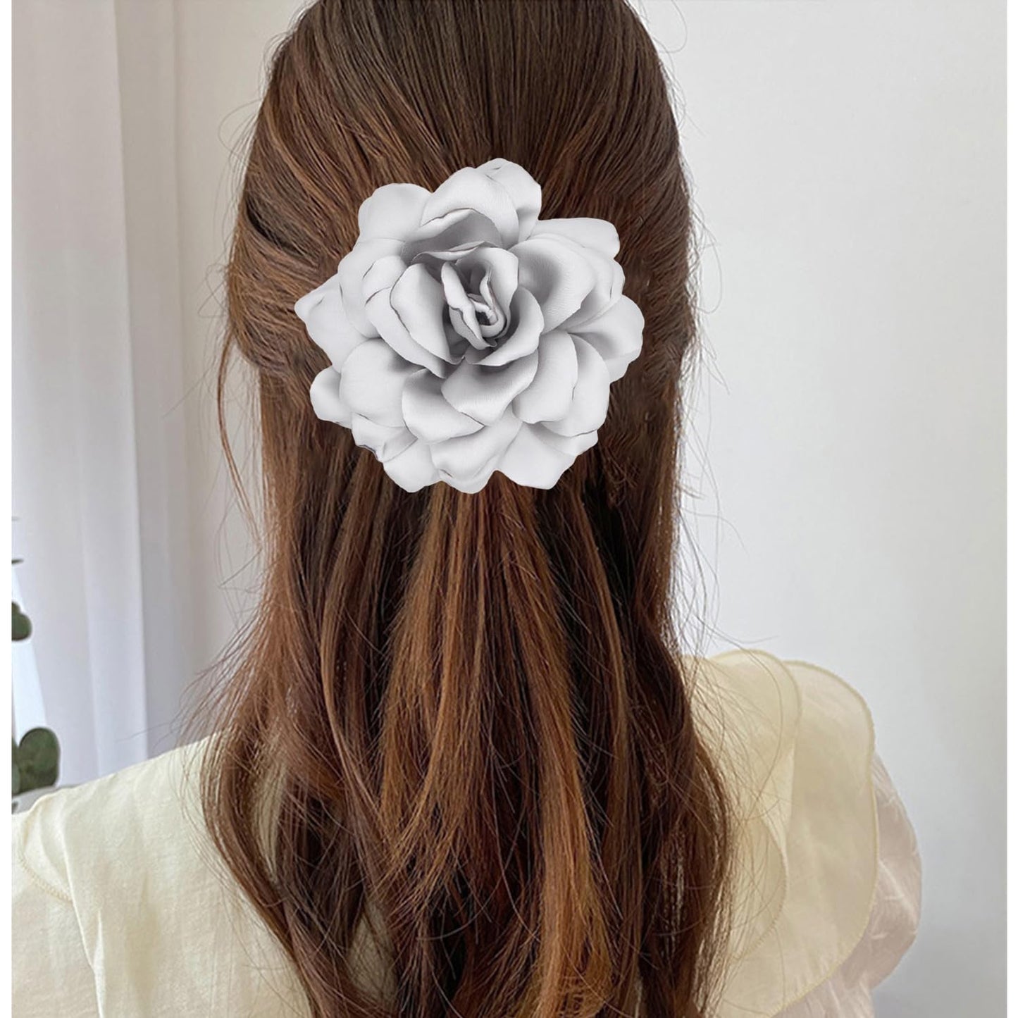 LiaLush Handmade Satin Rose Flower Brooch – Large Floral Pin for Wedding, Party & Everyday Style | 4.72in