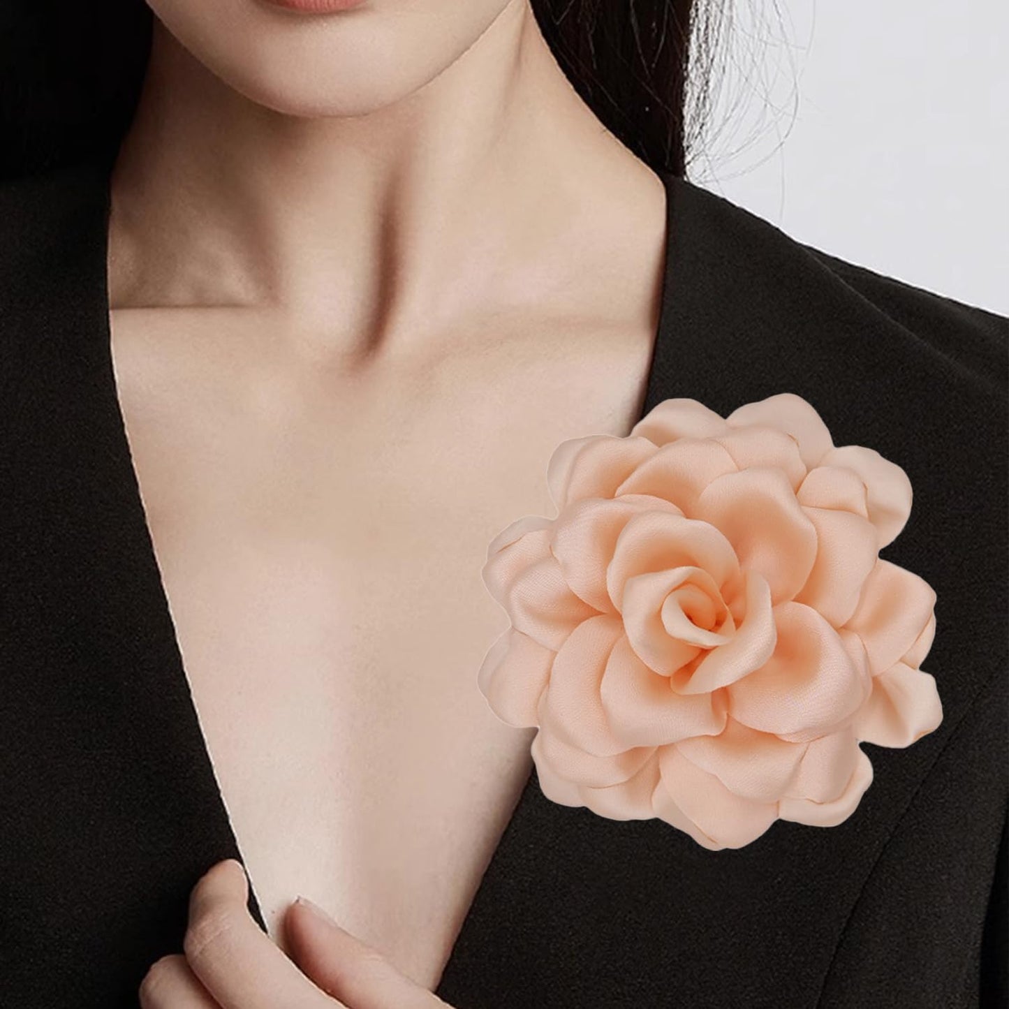 LiaLush Handmade Satin Rose Flower Brooch – Large Floral Pin for Wedding, Party & Everyday Style | 4.72in