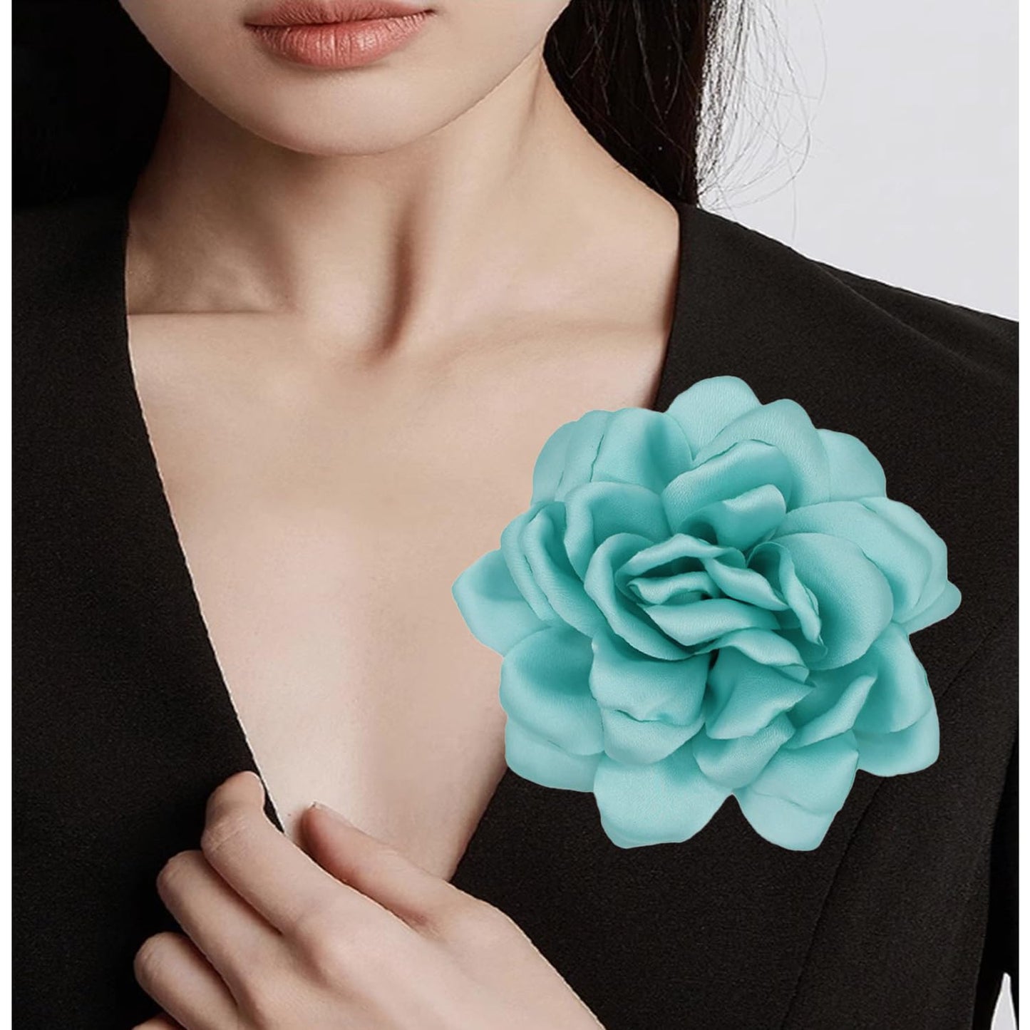 LiaLush Handmade Satin Rose Flower Brooch – Large Floral Pin for Wedding, Party & Everyday Style | 4.72in