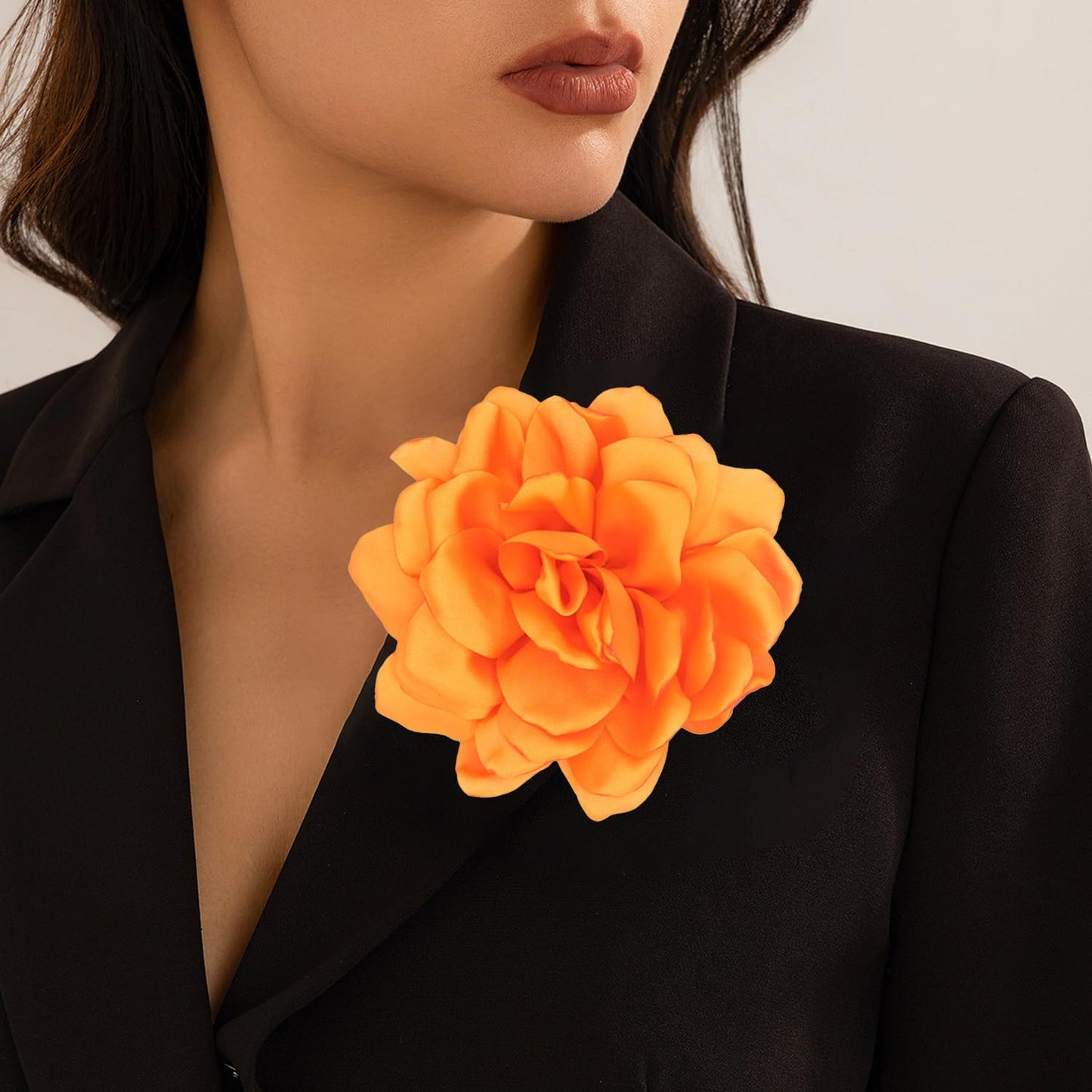 LiaLush Handmade Satin Rose Flower Brooch – Large Floral Pin for Wedding, Party & Everyday Style | 4.72in
