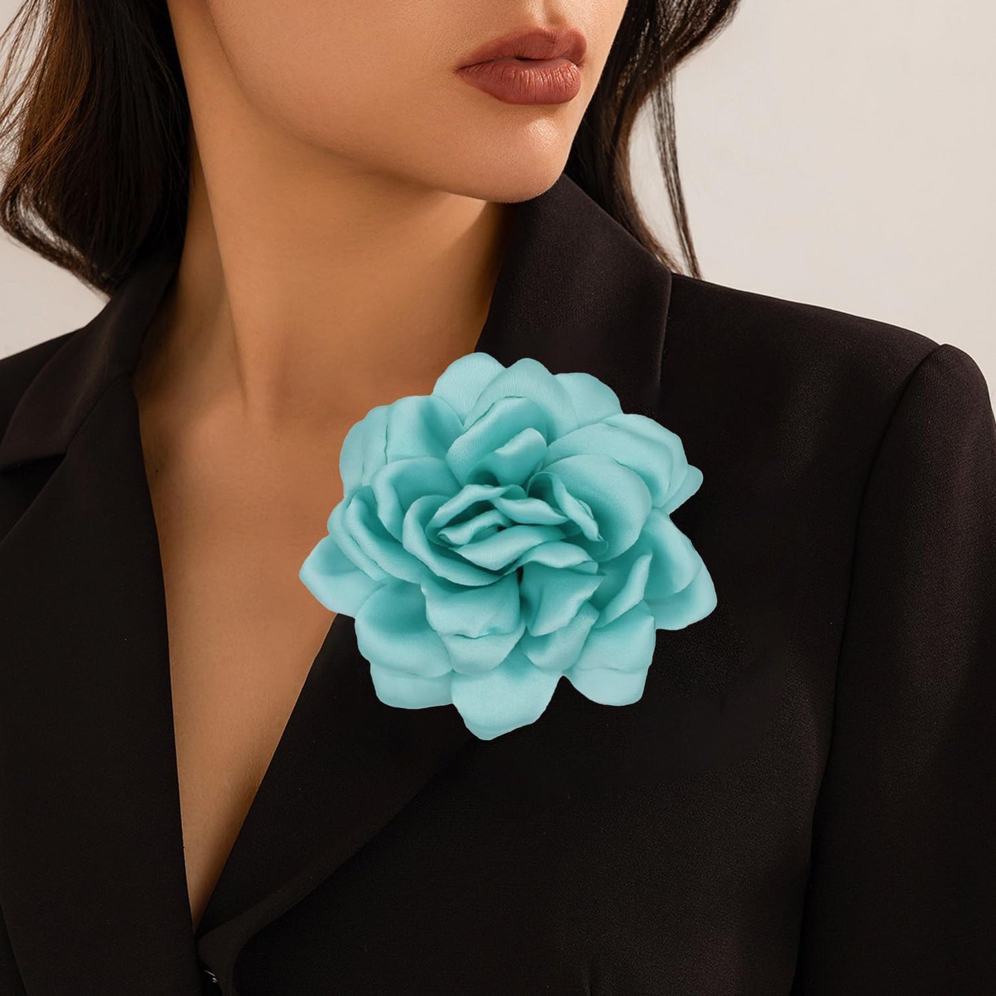 LiaLush Handmade Satin Rose Flower Brooch – Large Floral Pin for Wedding, Party & Everyday Style | 4.72in