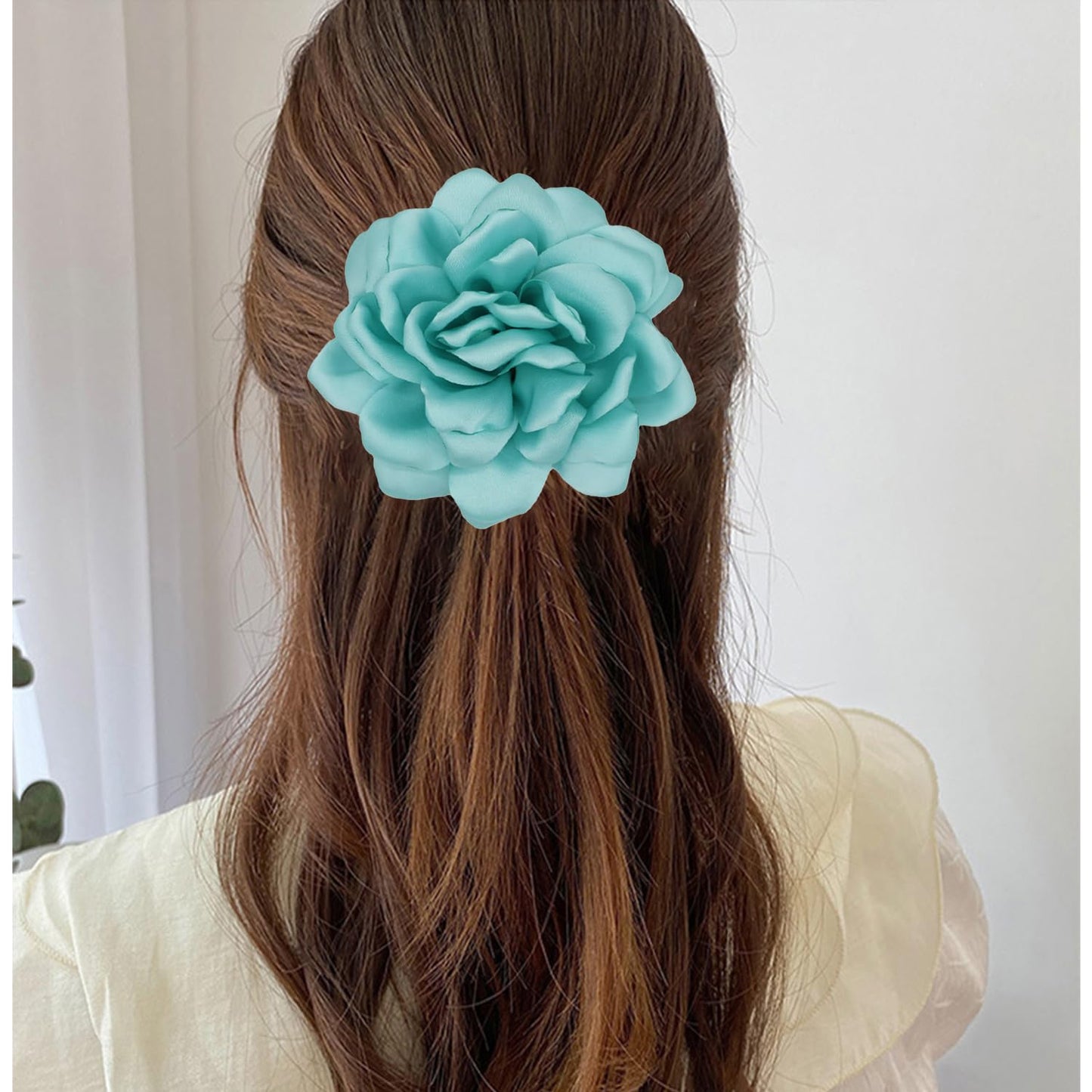 LiaLush Handmade Satin Rose Flower Brooch – Large Floral Pin for Wedding, Party & Everyday Style | 4.72in