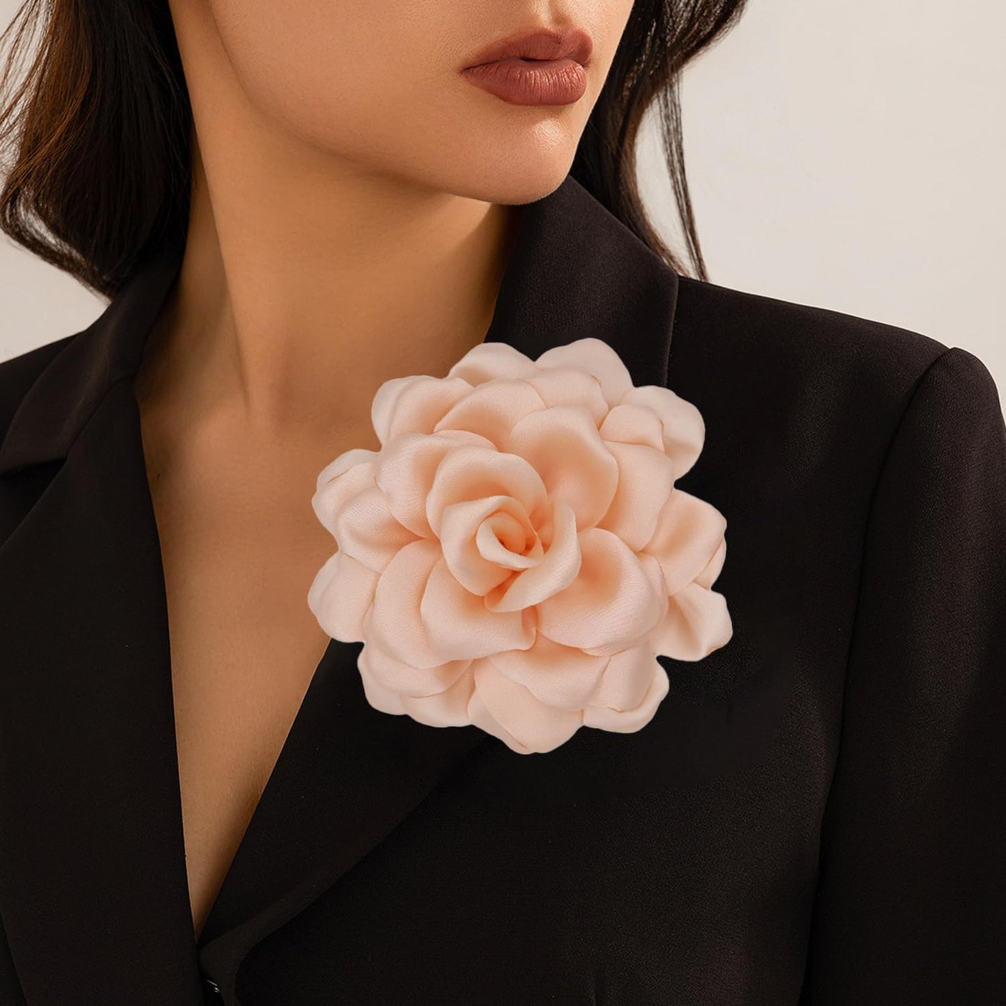 LiaLush Handmade Satin Rose Flower Brooch – Large Floral Pin for Wedding, Party & Everyday Style | 4.72in