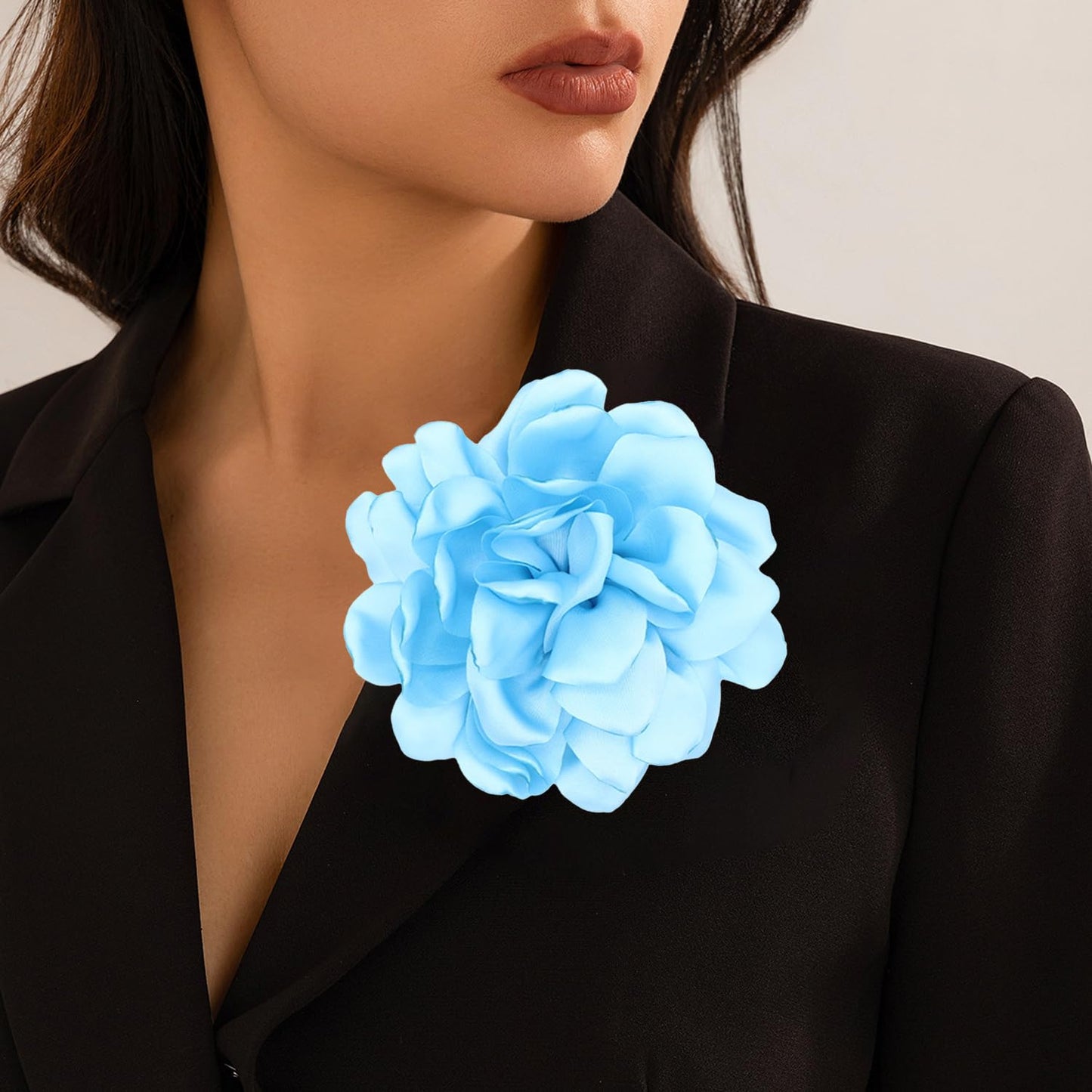 LiaLush Handmade Satin Rose Flower Brooch – Large Floral Pin for Wedding, Party & Everyday Style | 4.72in