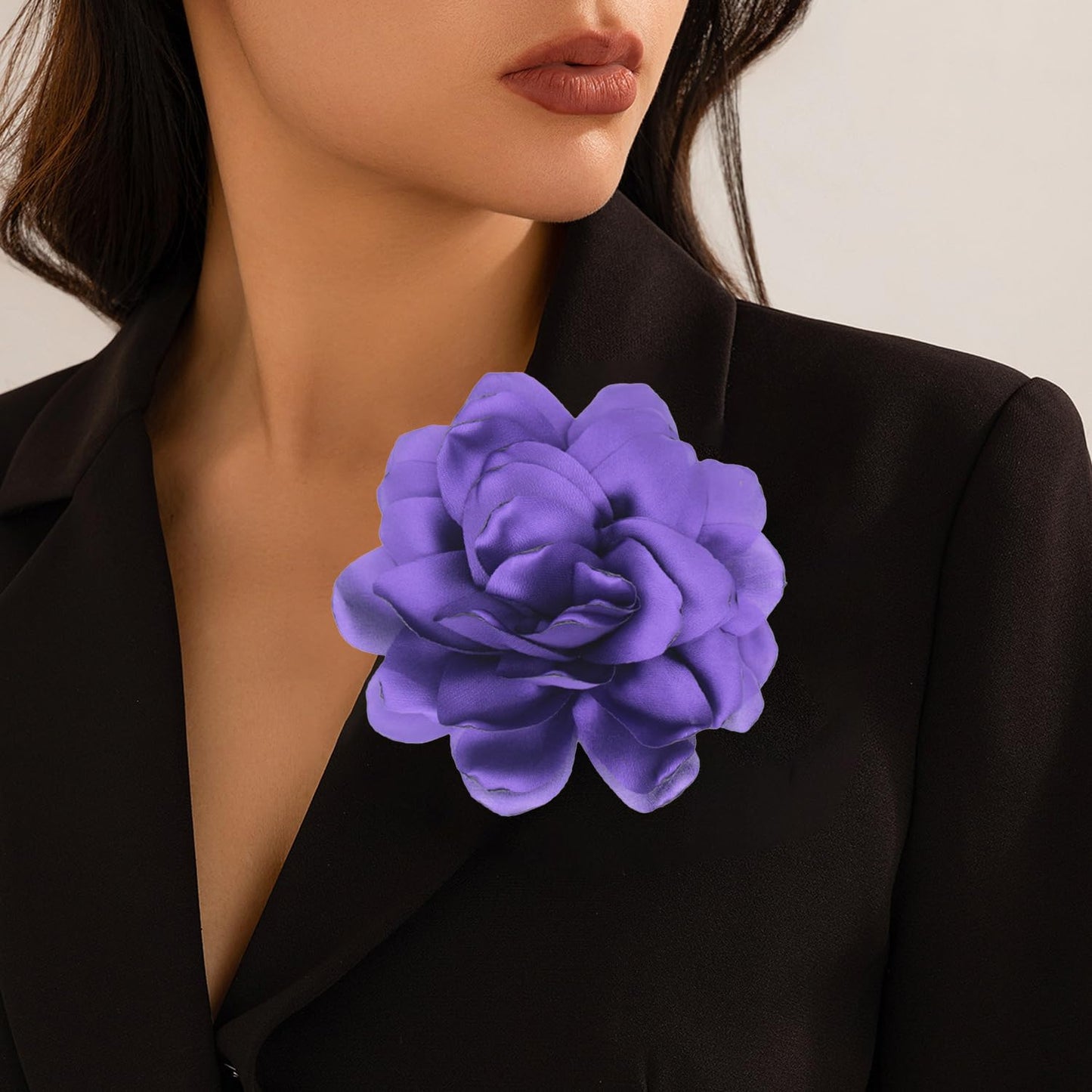 LiaLush Handmade Satin Rose Flower Brooch – Large Floral Pin for Wedding, Party & Everyday Style | 4.72in
