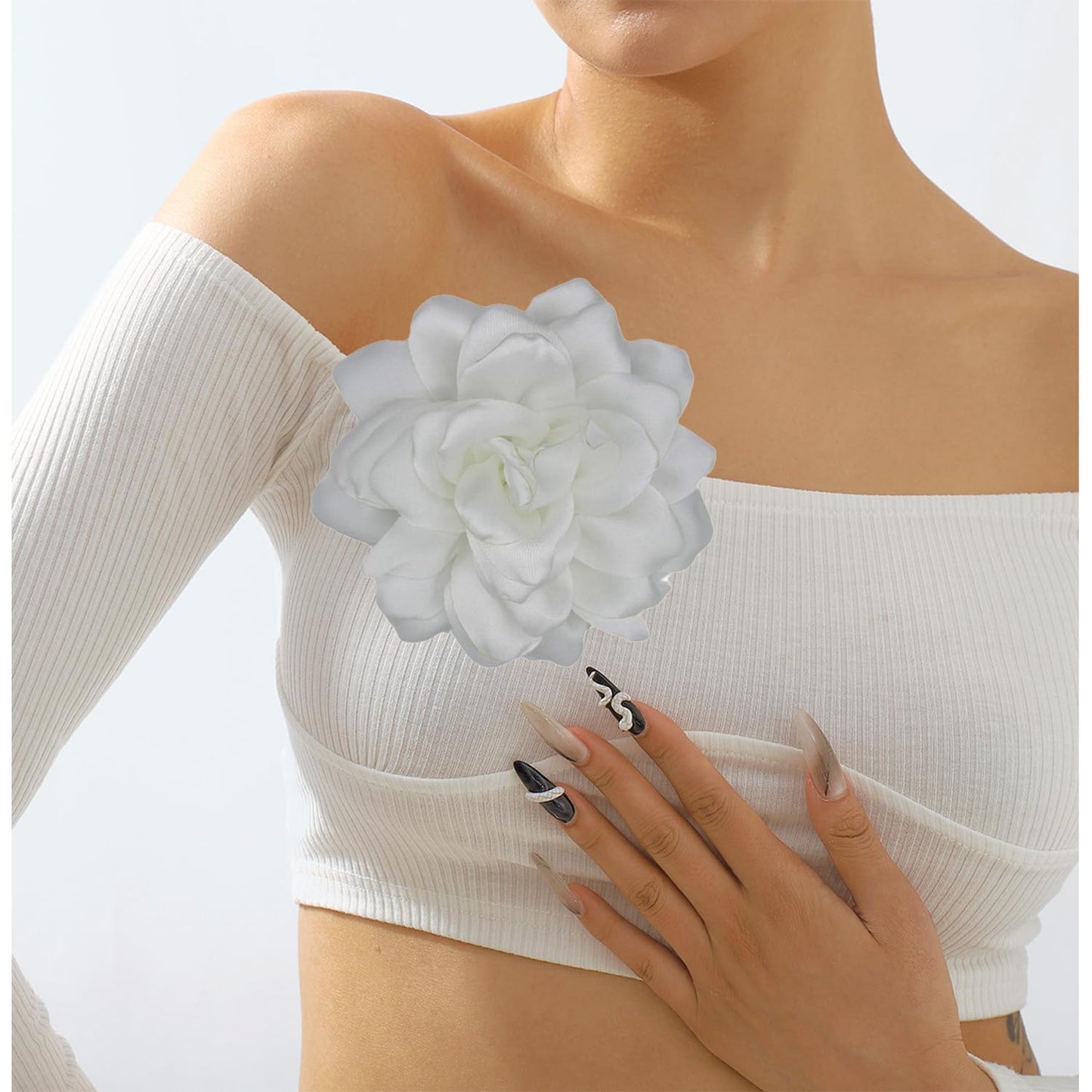 LiaLush Handmade Satin Rose Flower Brooch – Large Floral Pin for Wedding, Party & Everyday Style | 4.72in