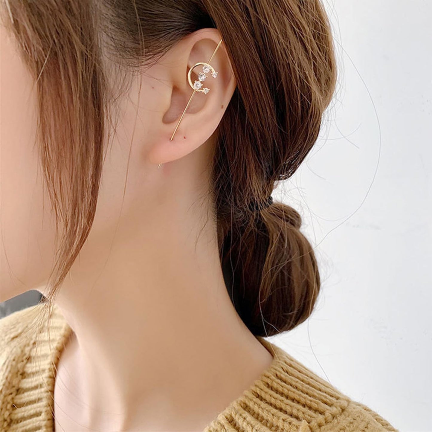 Vintage Ear Wrap Crawler Hook Earrings – Crystal CZ Ear Cuff Climbers | LiaLush