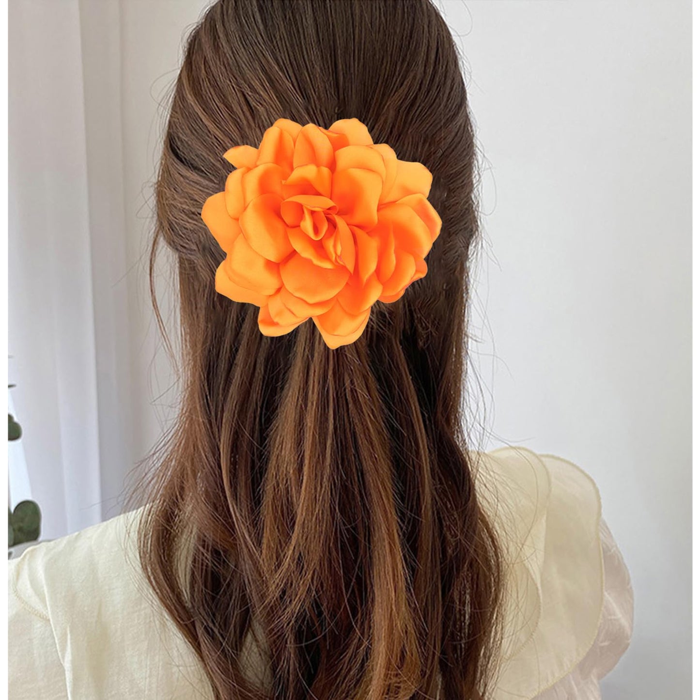 LiaLush Handmade Satin Rose Flower Brooch – Large Floral Pin for Wedding, Party & Everyday Style | 4.72in