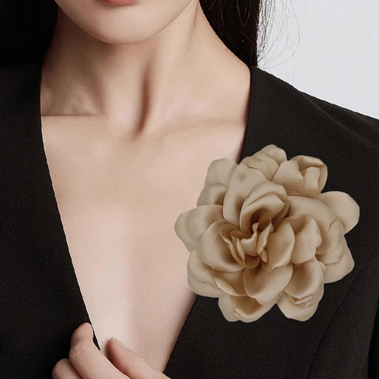 LiaLush Handmade Satin Rose Flower Brooch – Large Floral Pin for Wedding, Party & Everyday Style | 4.72in