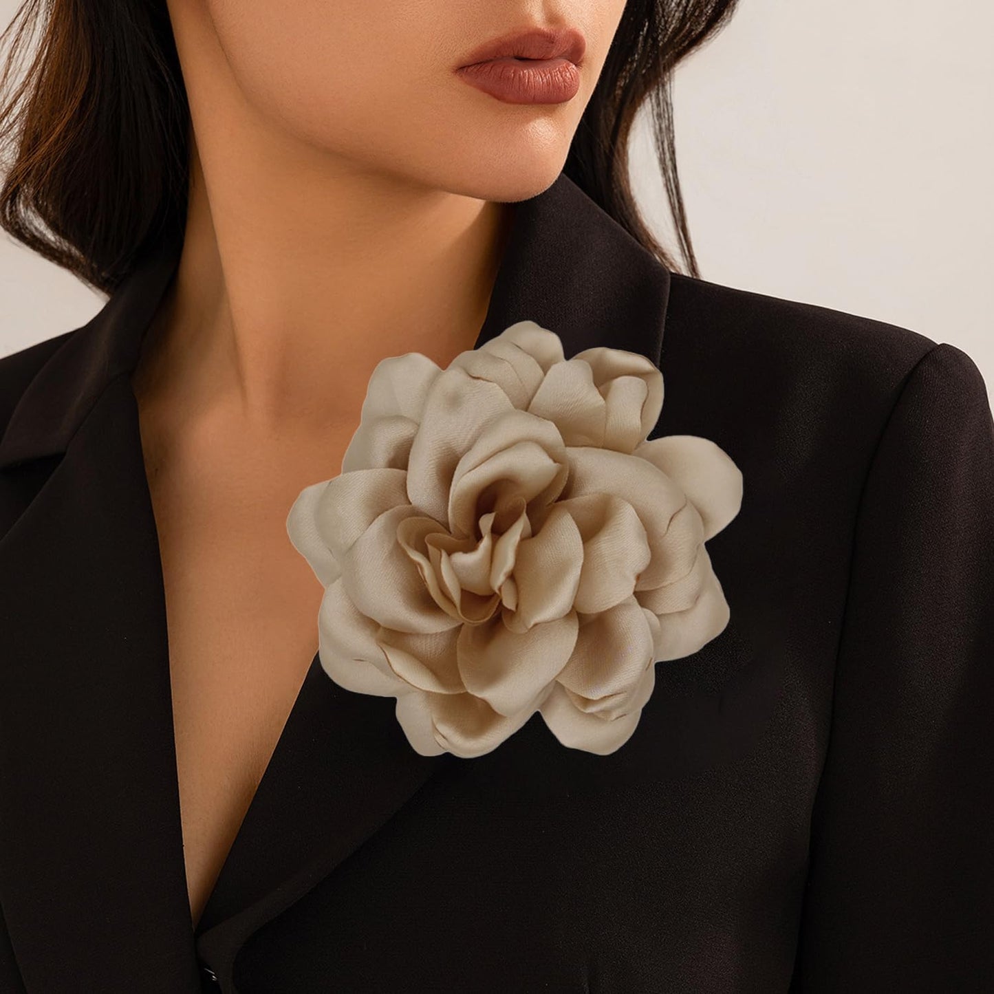 LiaLush Handmade Satin Rose Flower Brooch – Large Floral Pin for Wedding, Party & Everyday Style | 4.72in