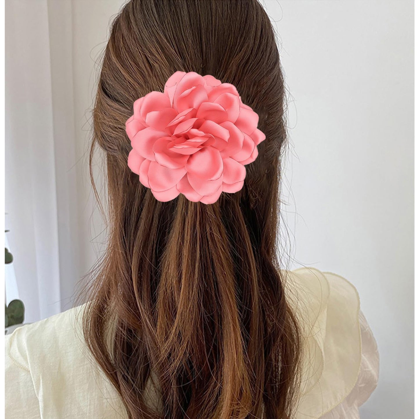 LiaLush Handmade Satin Rose Flower Brooch – Large Floral Pin for Wedding, Party & Everyday Style | 4.72in