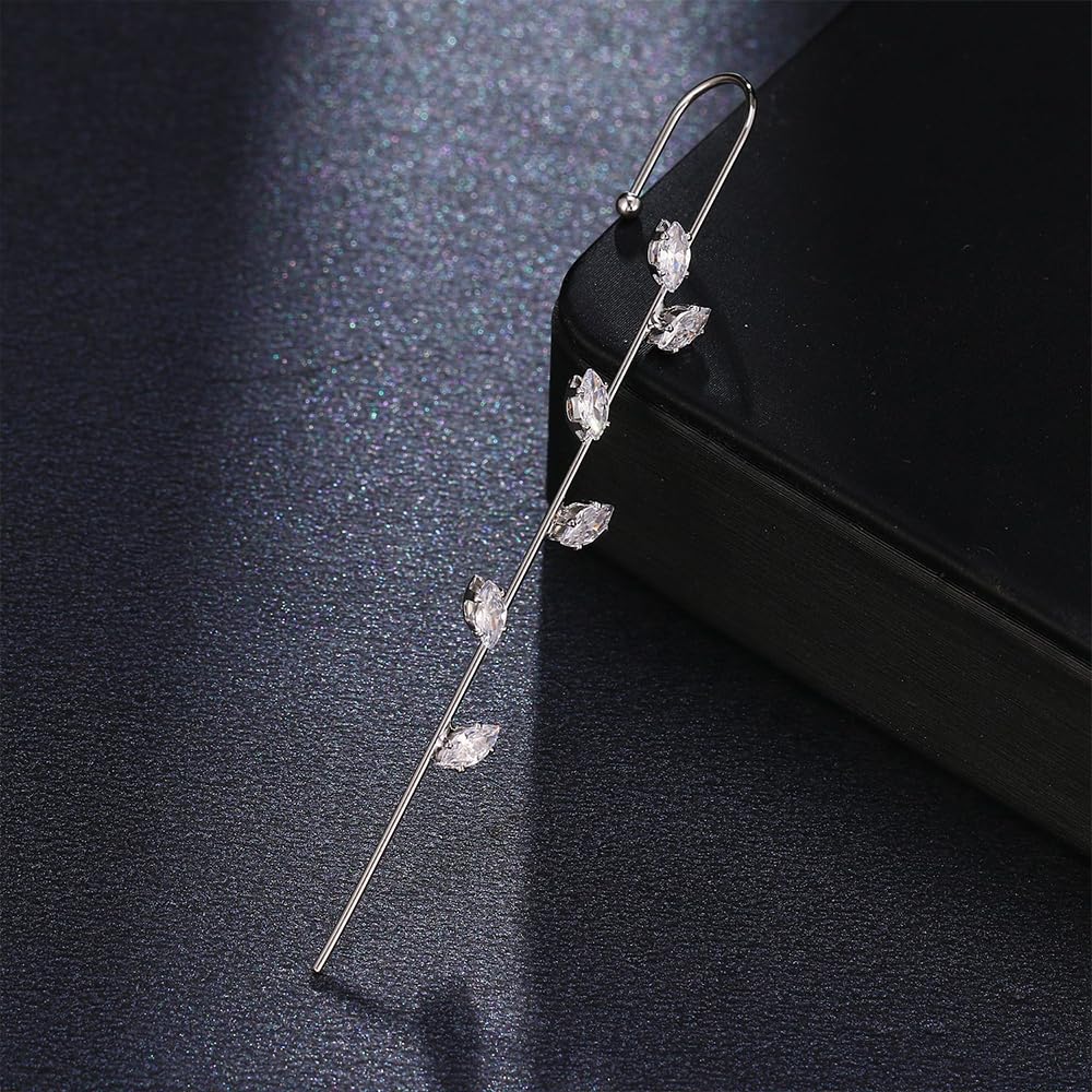Vintage Ear Wrap Crawler Hook Earrings – Crystal CZ Ear Cuff Climbers | LiaLush