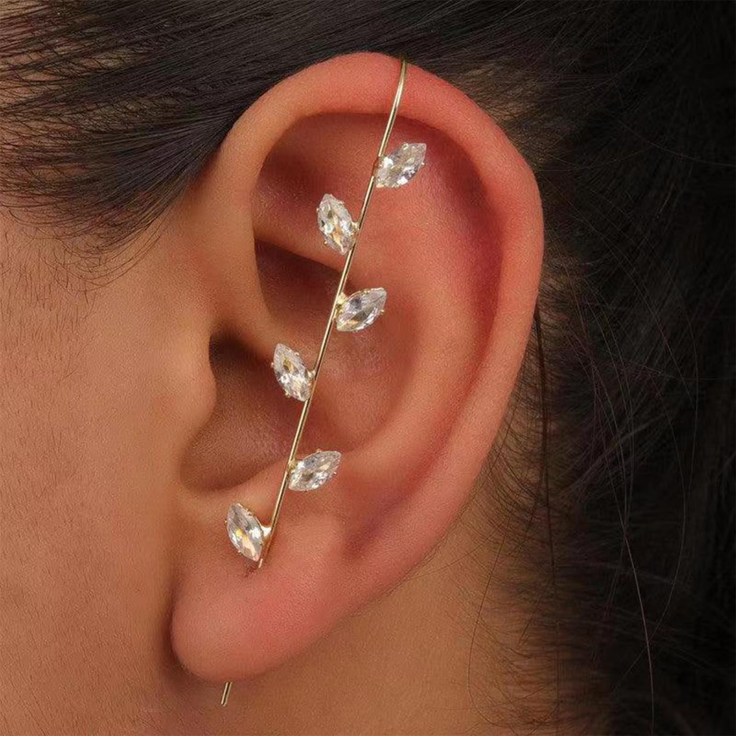 Vintage Ear Wrap Crawler Hook Earrings – Crystal CZ Ear Cuff Climbers | LiaLush