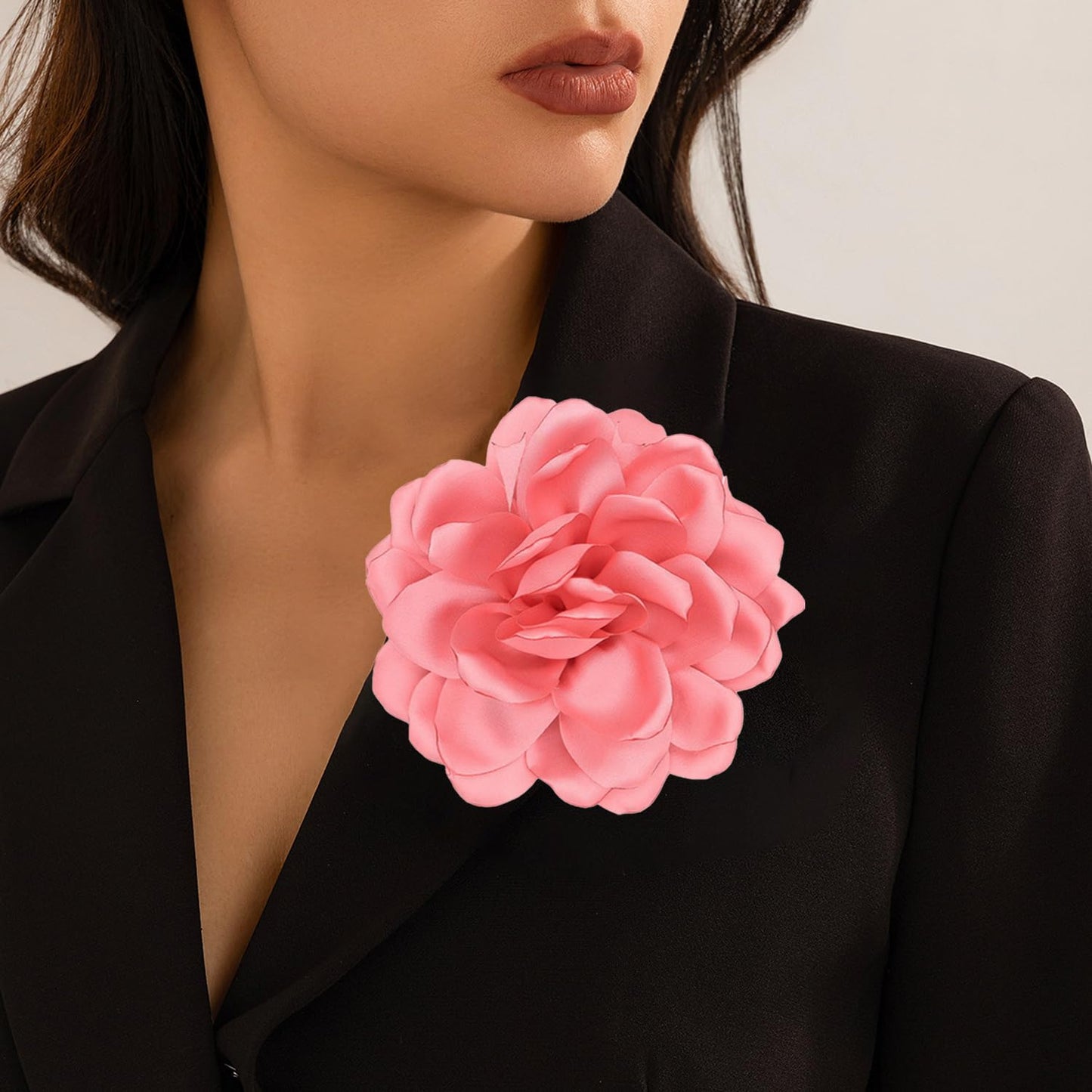 LiaLush Handmade Satin Rose Flower Brooch – Large Floral Pin for Wedding, Party & Everyday Style | 4.72in