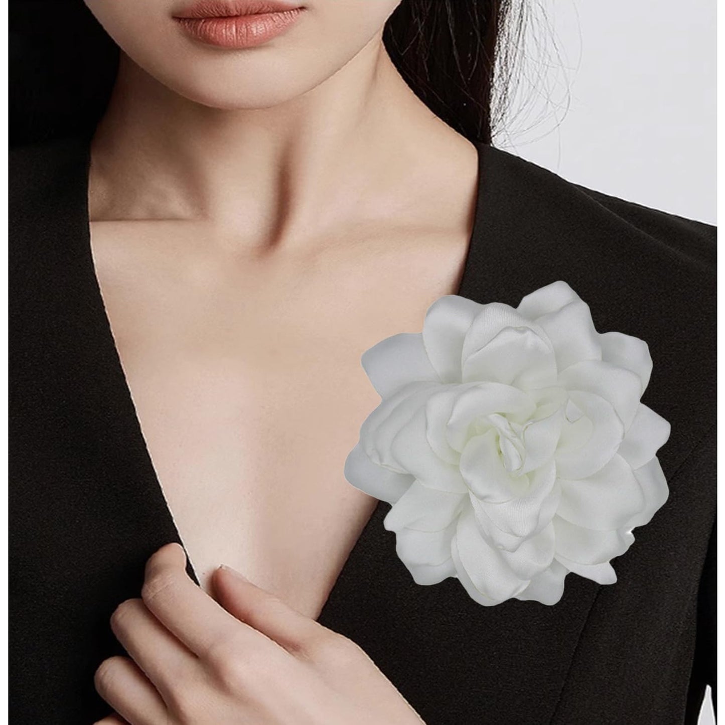LiaLush Handmade Satin Rose Flower Brooch – Large Floral Pin for Wedding, Party & Everyday Style | 4.72in