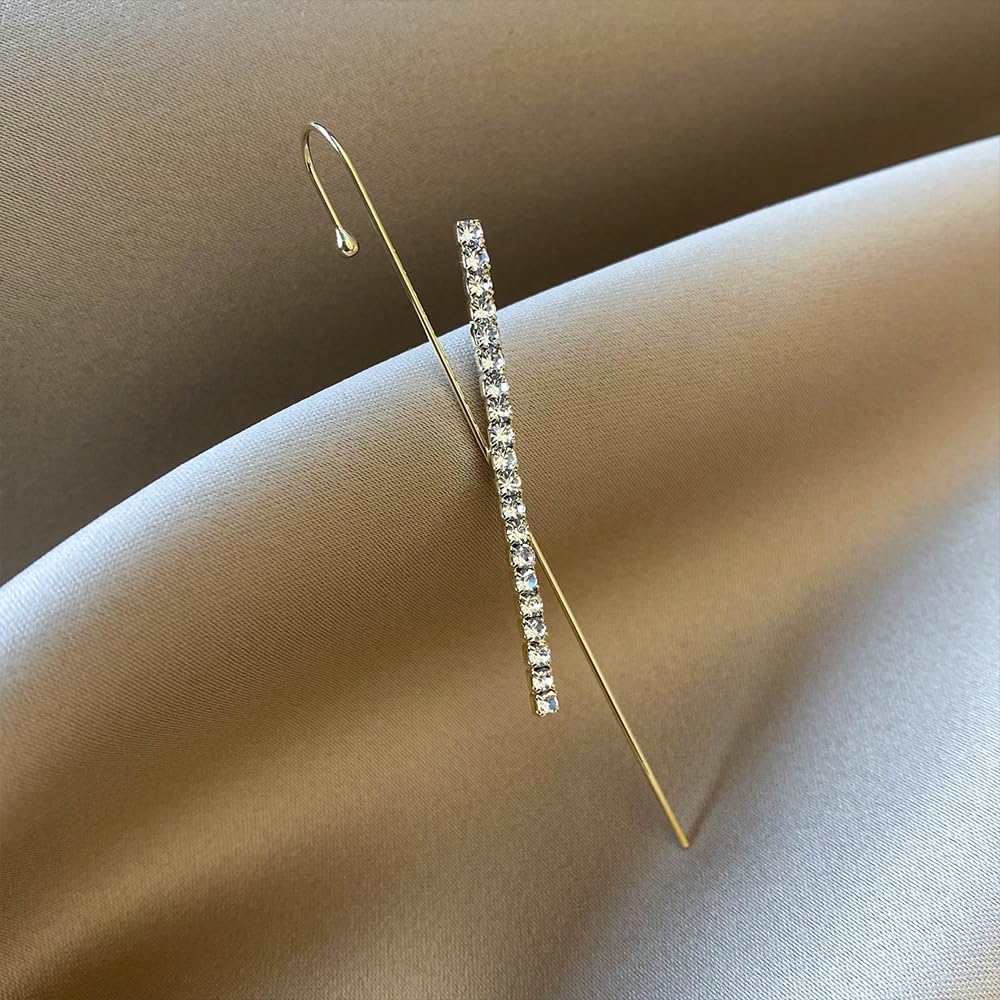 Vintage Ear Wrap Crawler Hook Earrings – Crystal CZ Ear Cuff Climbers | LiaLush
