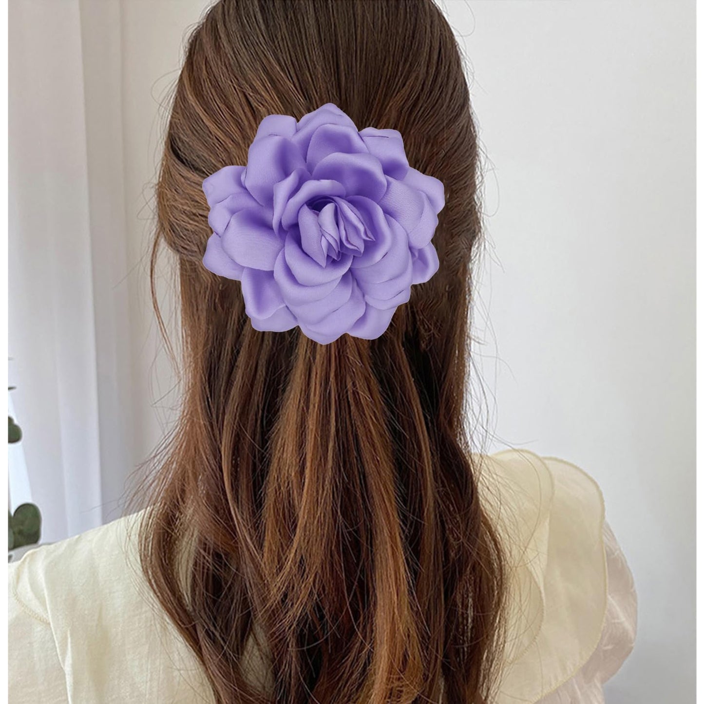 LiaLush Handmade Satin Rose Flower Brooch – Large Floral Pin for Wedding, Party & Everyday Style | 4.72in